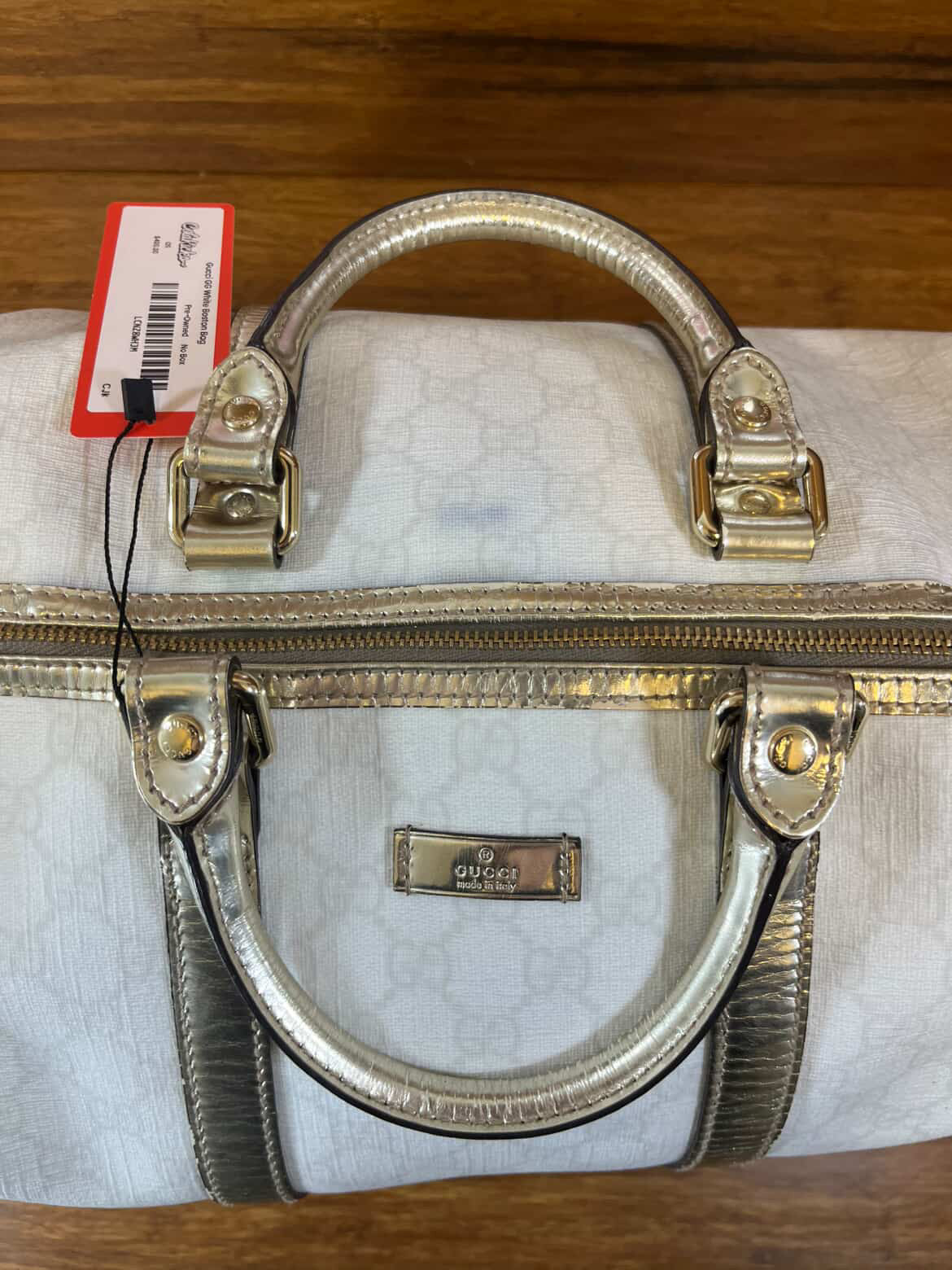 Gucci GG White Boston Bag