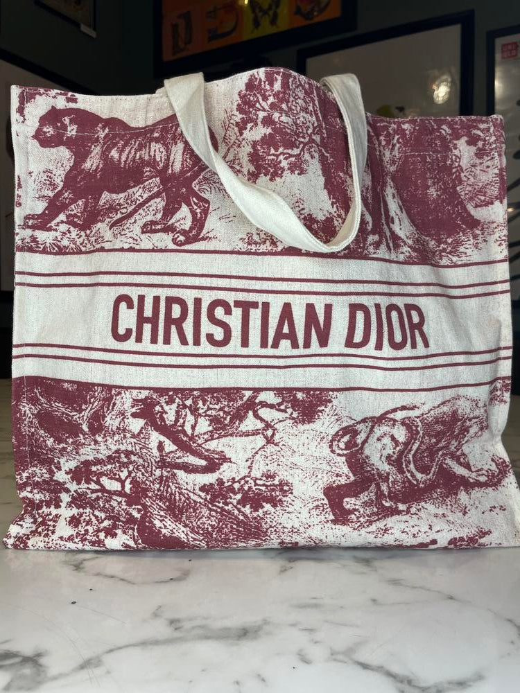 Dior Red Dioliviera Novelty Book Tote