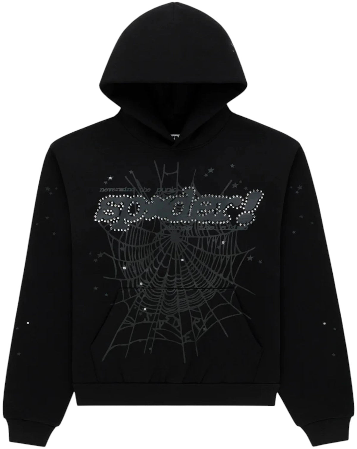 Sp5der Rhinestone Punk V2 Hoodie Black