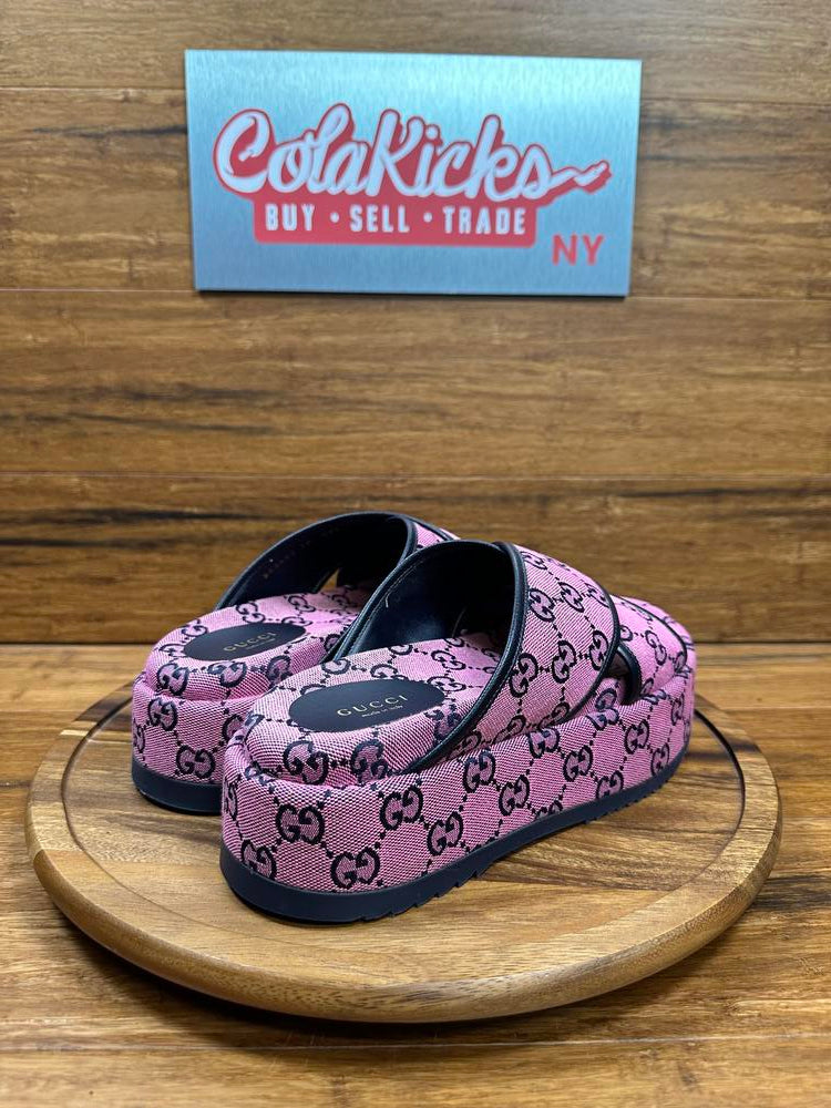 Gucci GG Supreme Pink/Black Platform Sandal (EU-38)
