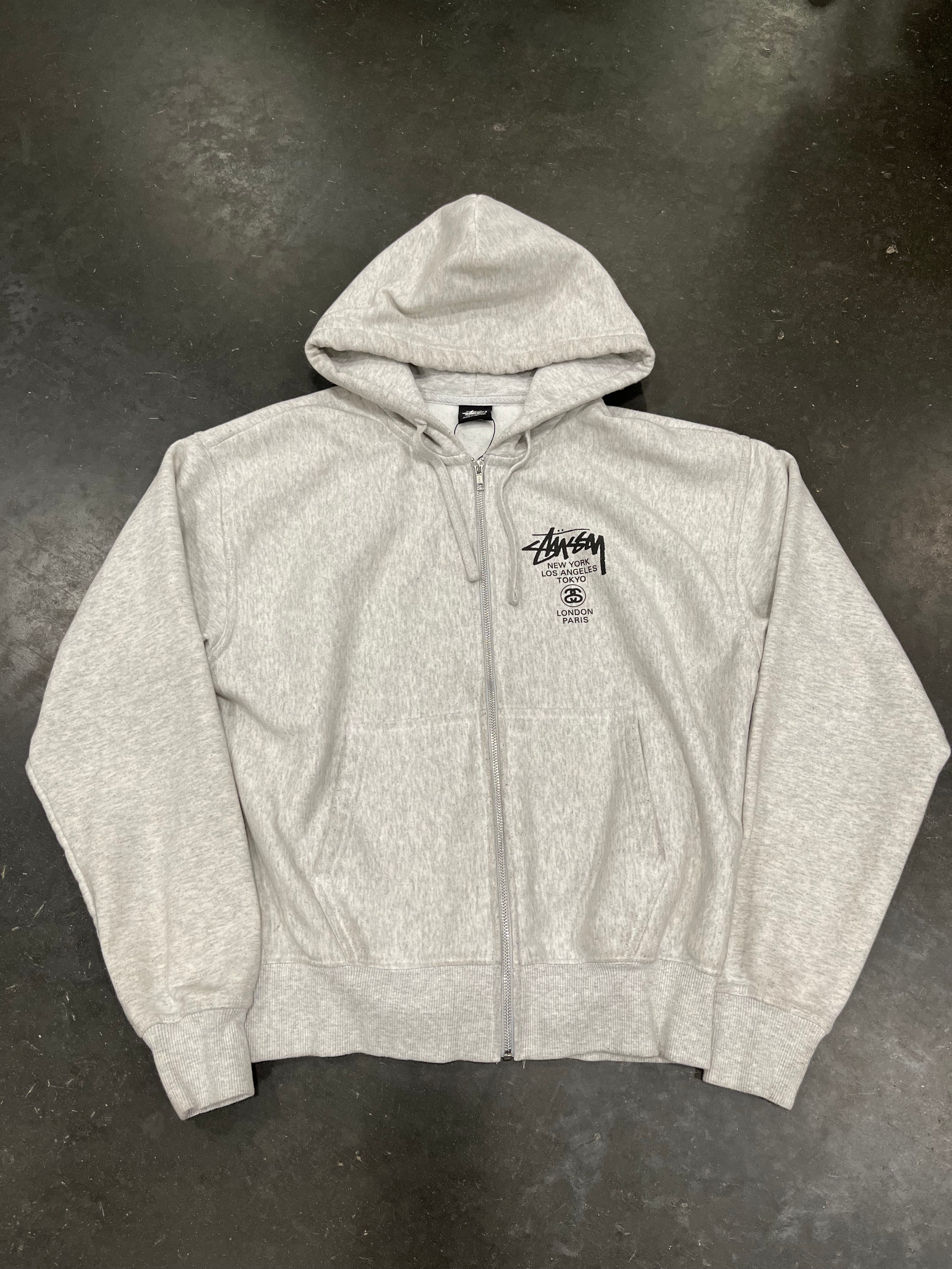 Stussy World Tour Zip Hoodie Ash Heather