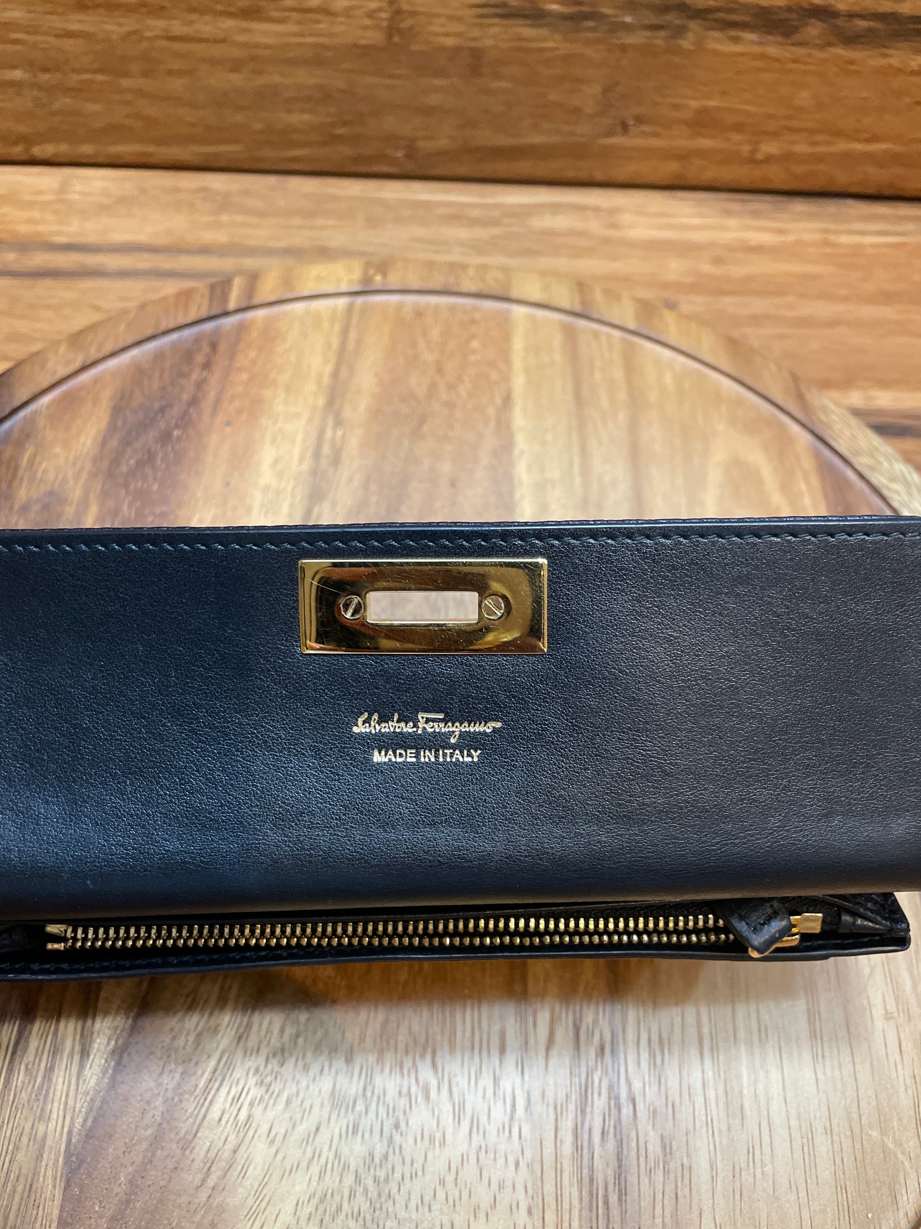Ferragamo Black Calfskin Continenal Wallet
