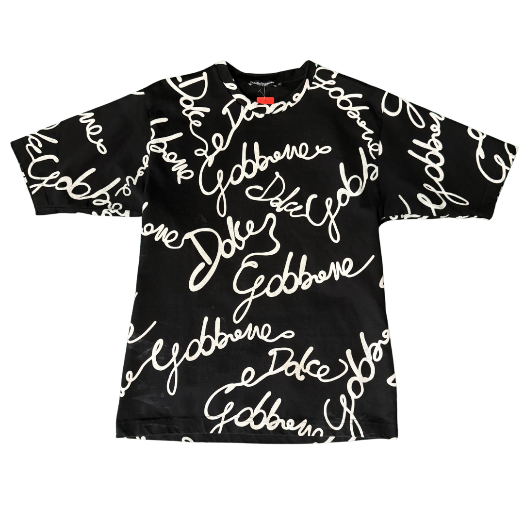 Dolce & Gabbana Black and White Script Tee