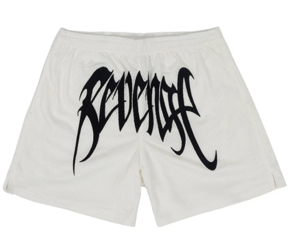 Revenge Embroidered Mesh Shorts White