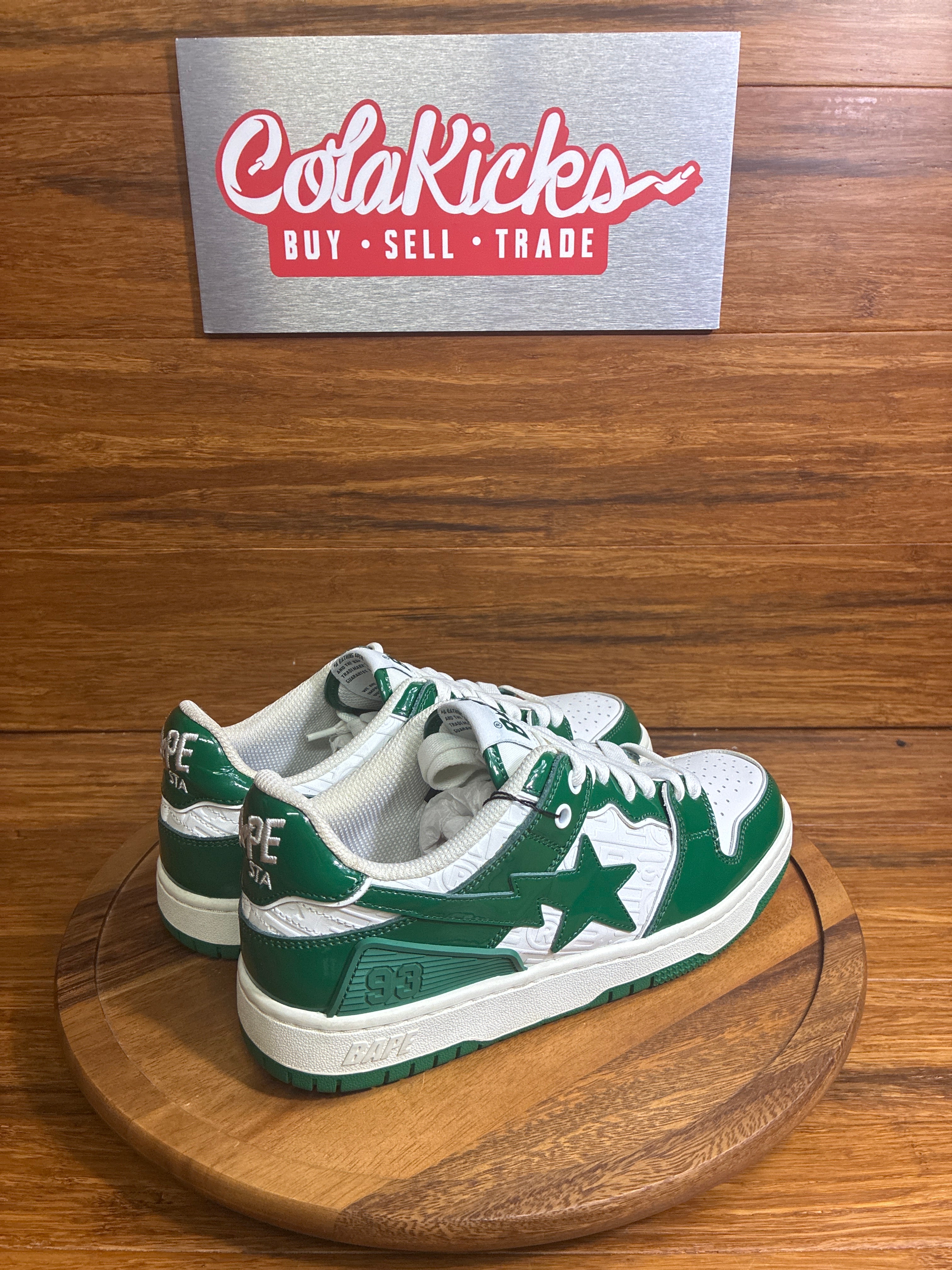 A Bathing Ape Bape SK8 Sta Green White Patent