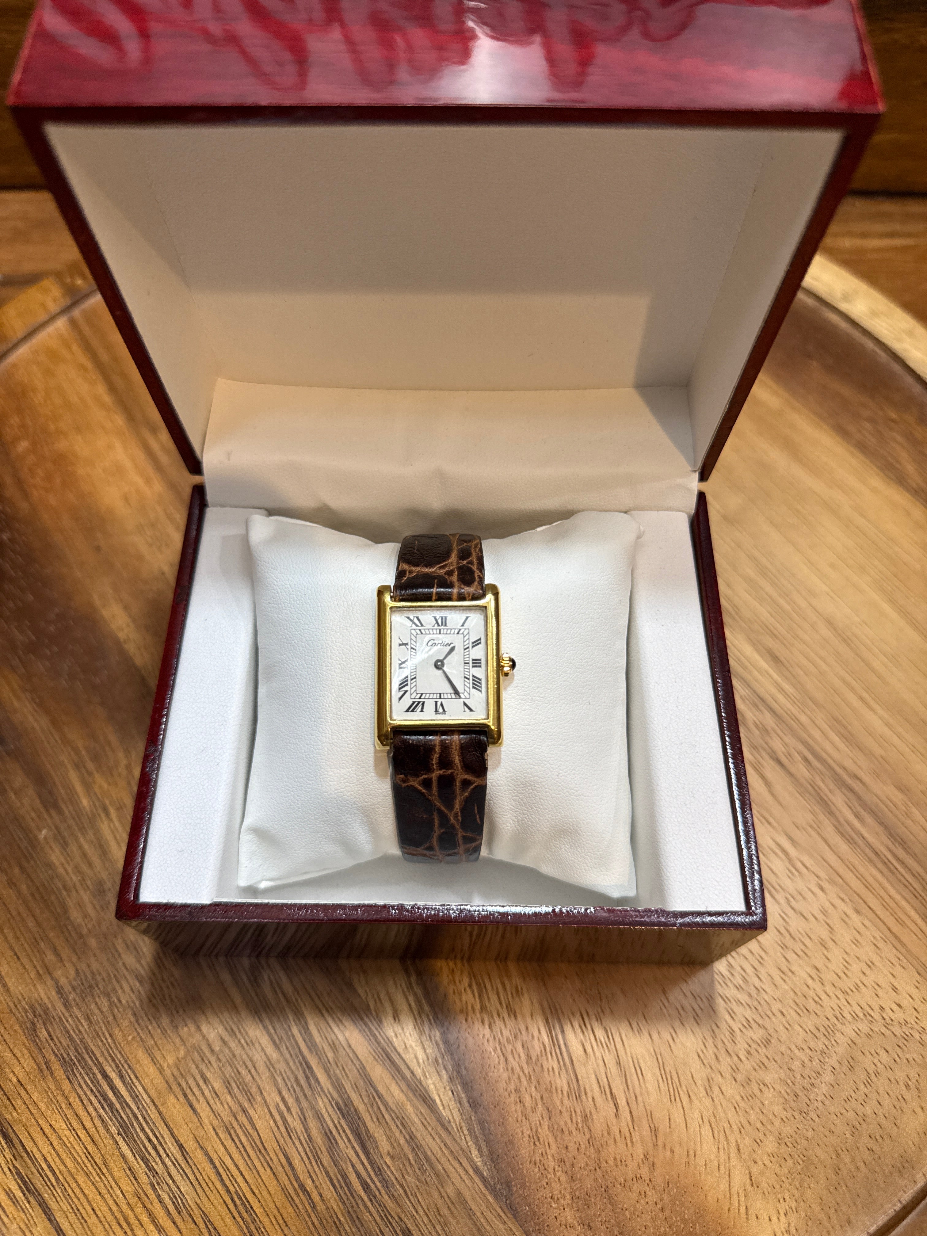 Vintage 1975 Cartier Tank Pre-Must 23mm 18K Gold Plated Hand Wind