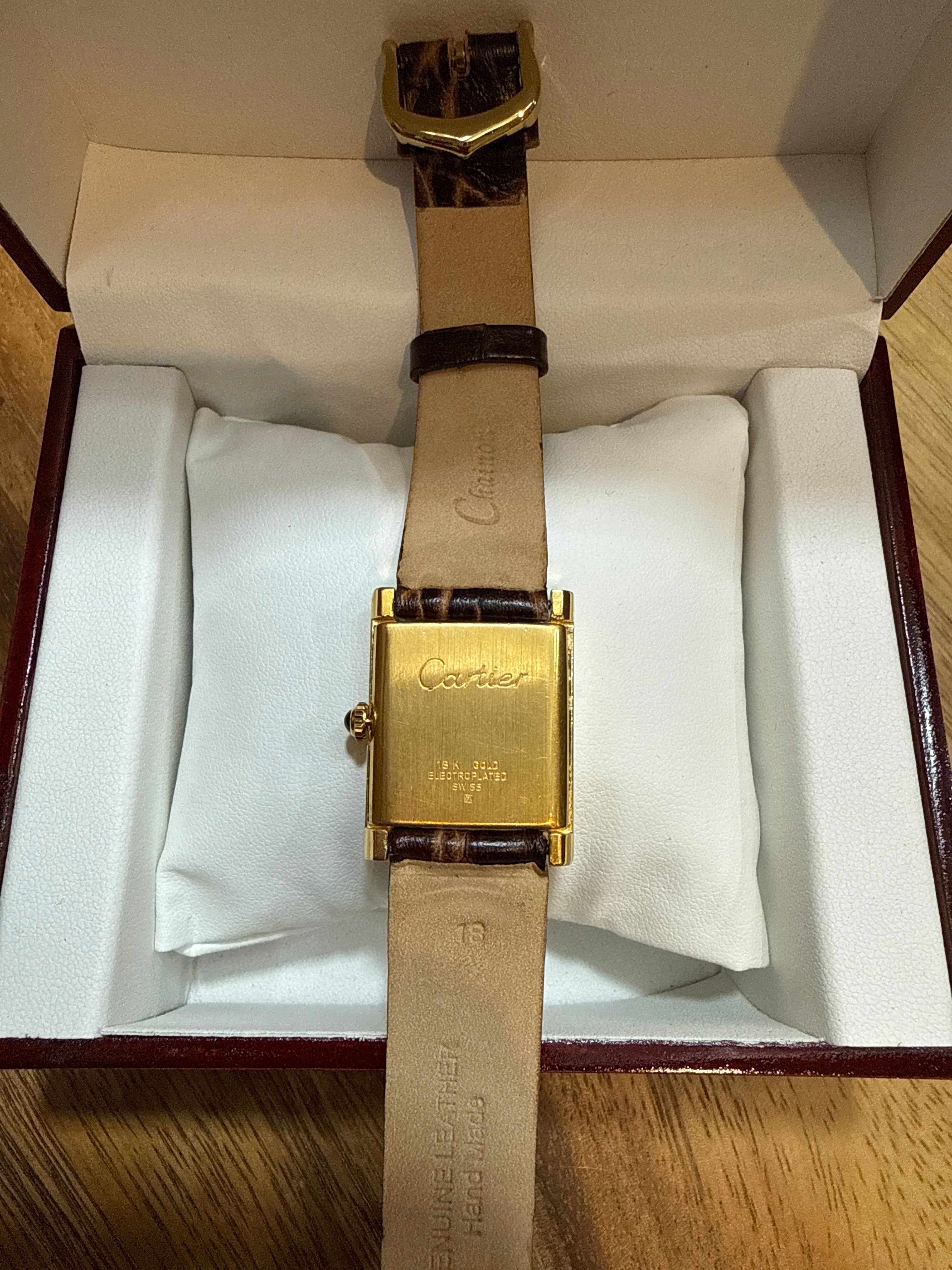 Vintage 1975 Cartier Tank Pre-Must 23mm 18K Gold Plated Hand Wind