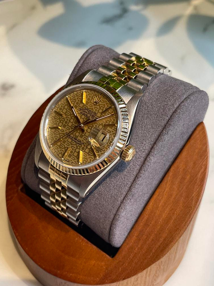 Rolex 36MM Quick Set Champagne Horicomputer Dial With Papers