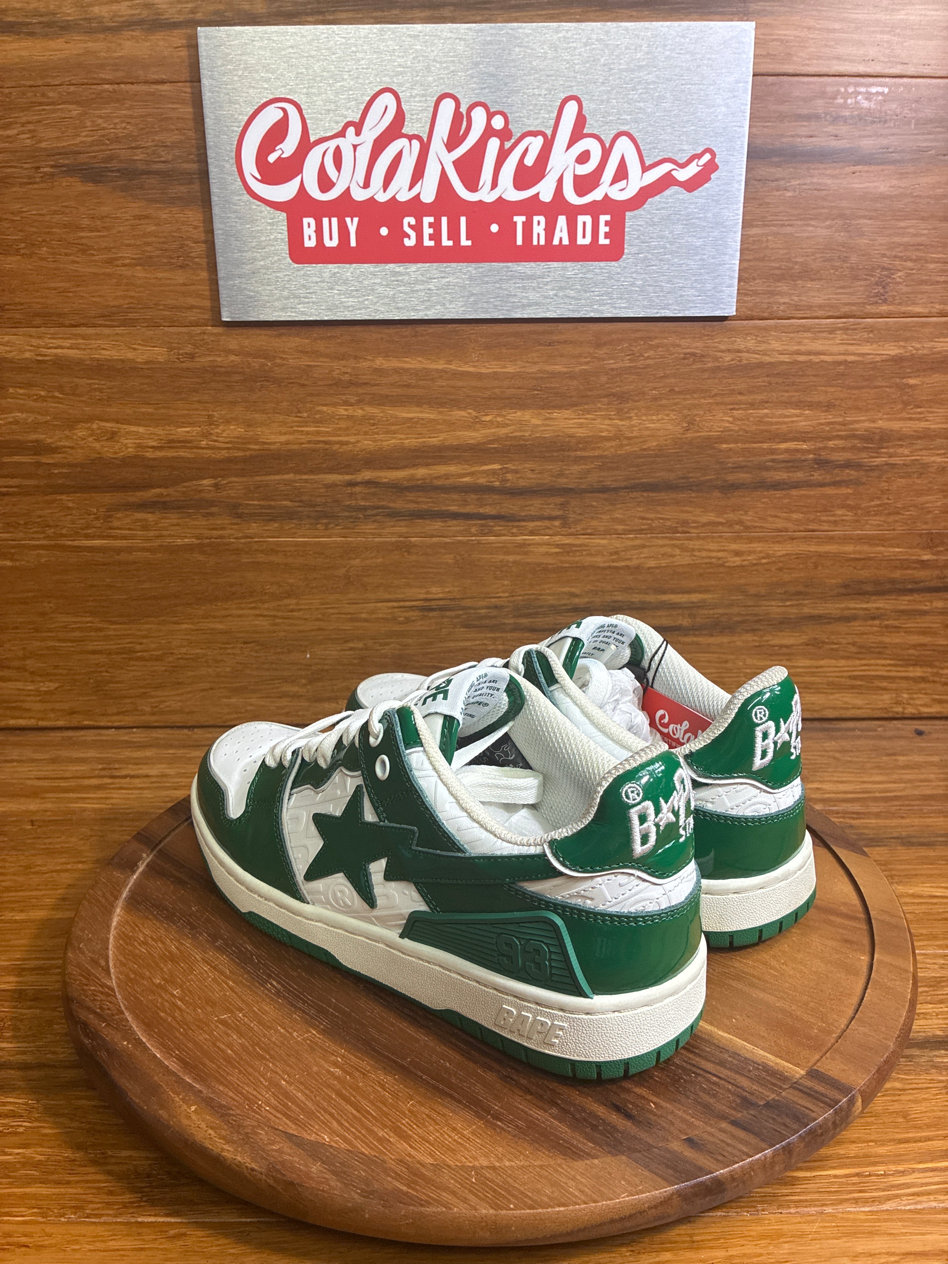 A Bathing Ape Bape SK8 Sta Green White Patent
