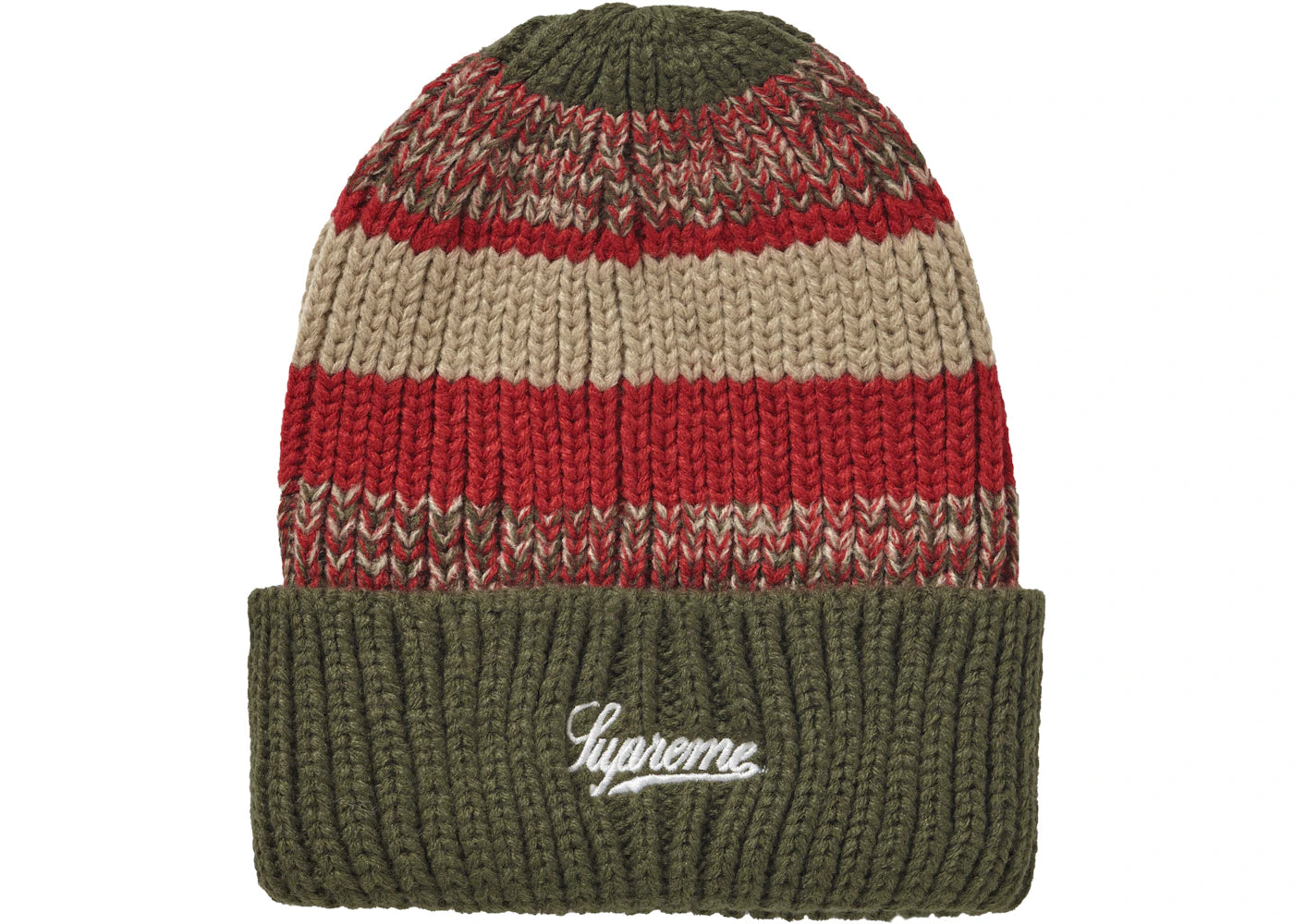Supreme Mixed Stripe Beanie Green