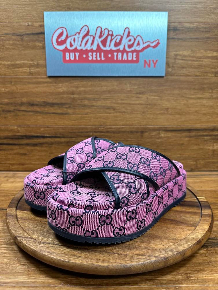 Gucci GG Supreme Pink/Black Platform Sandal (EU-38)