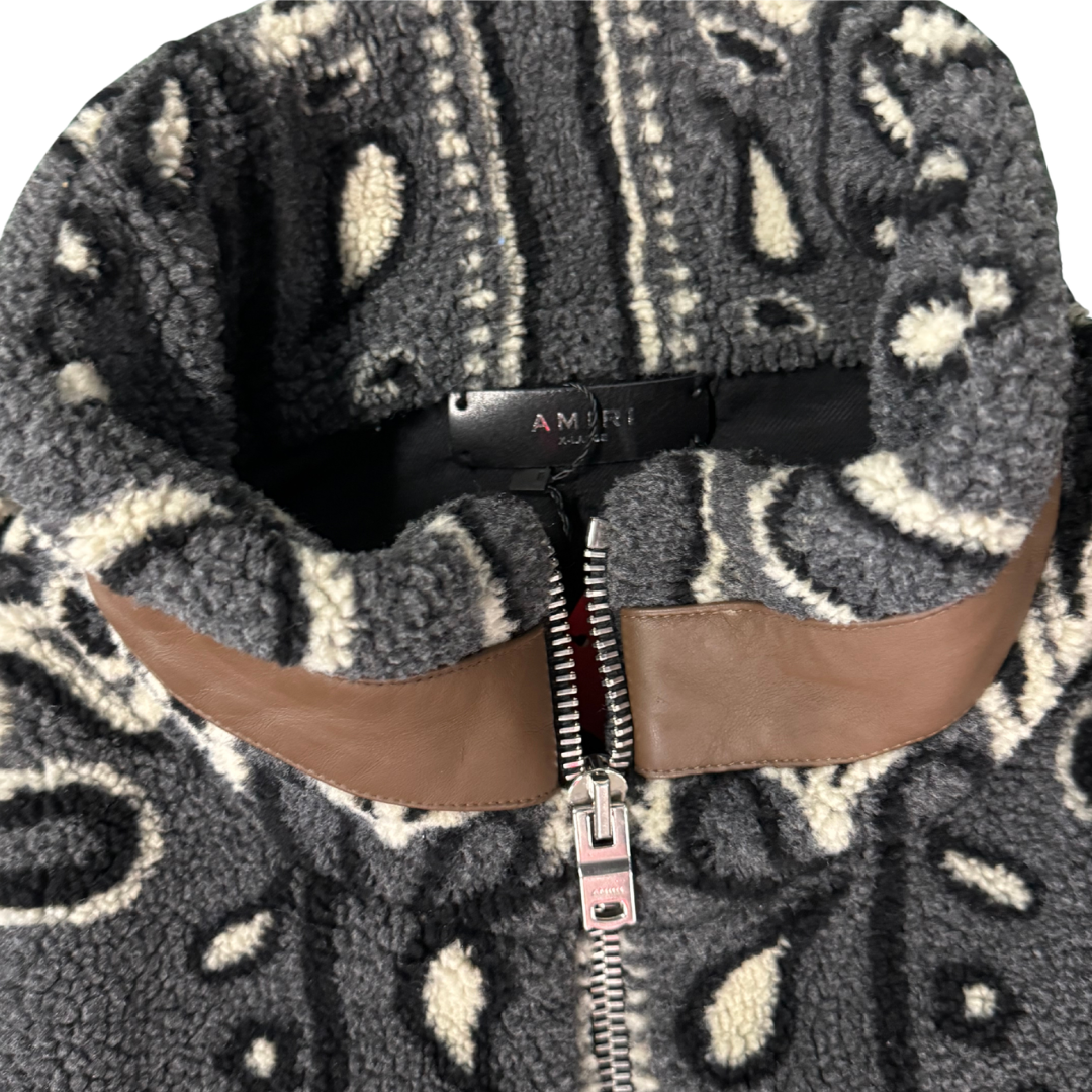 AMIRI Bandana Fleece Zip Up Jacket