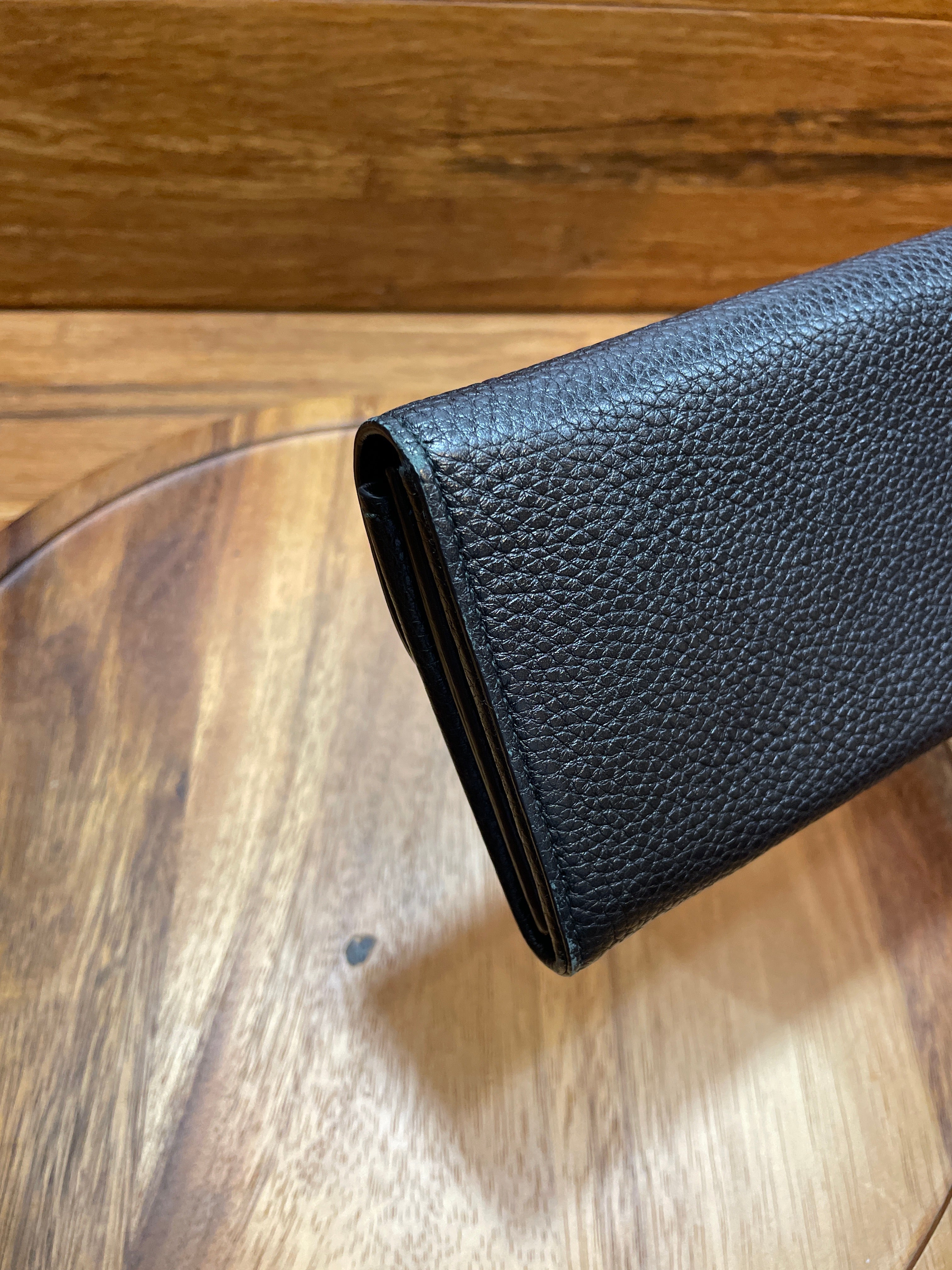 Ferragamo Black Calfskin Continenal Wallet