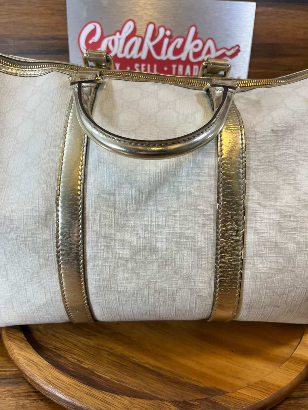 Gucci GG White Boston Bag
