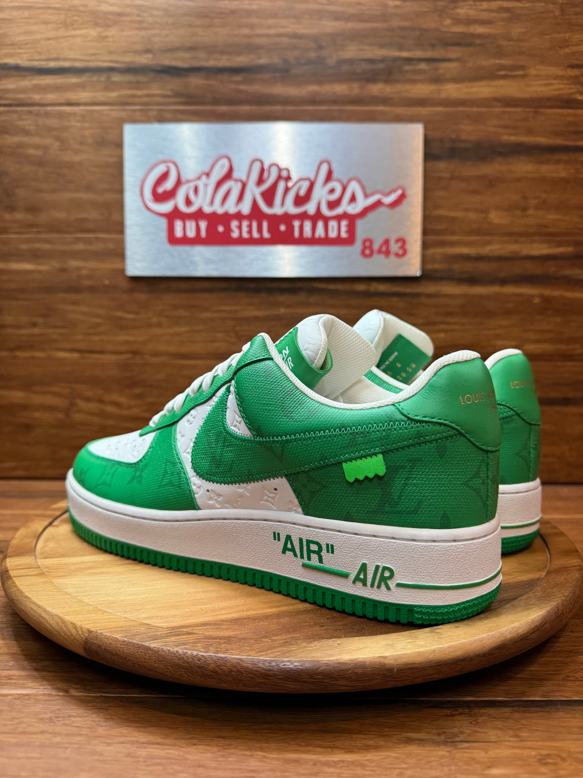 Louis Vuitton Nike Air Force 1 Low By Virgil Abloh White Green (Tried On)