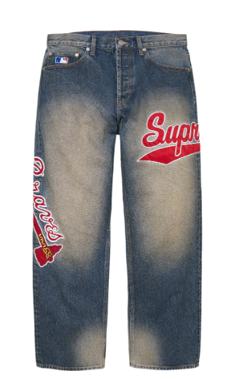 Supreme Mitchell & Ness Atlanta Braves Loose Fit Jean Blue