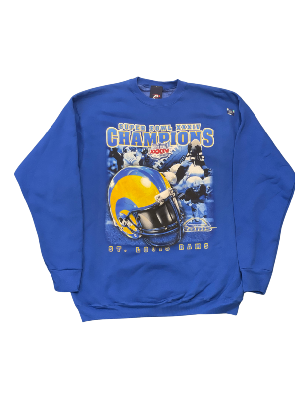 Rams Super Bowl XXXIV Champions Helmet Graphic Crewneck Blue