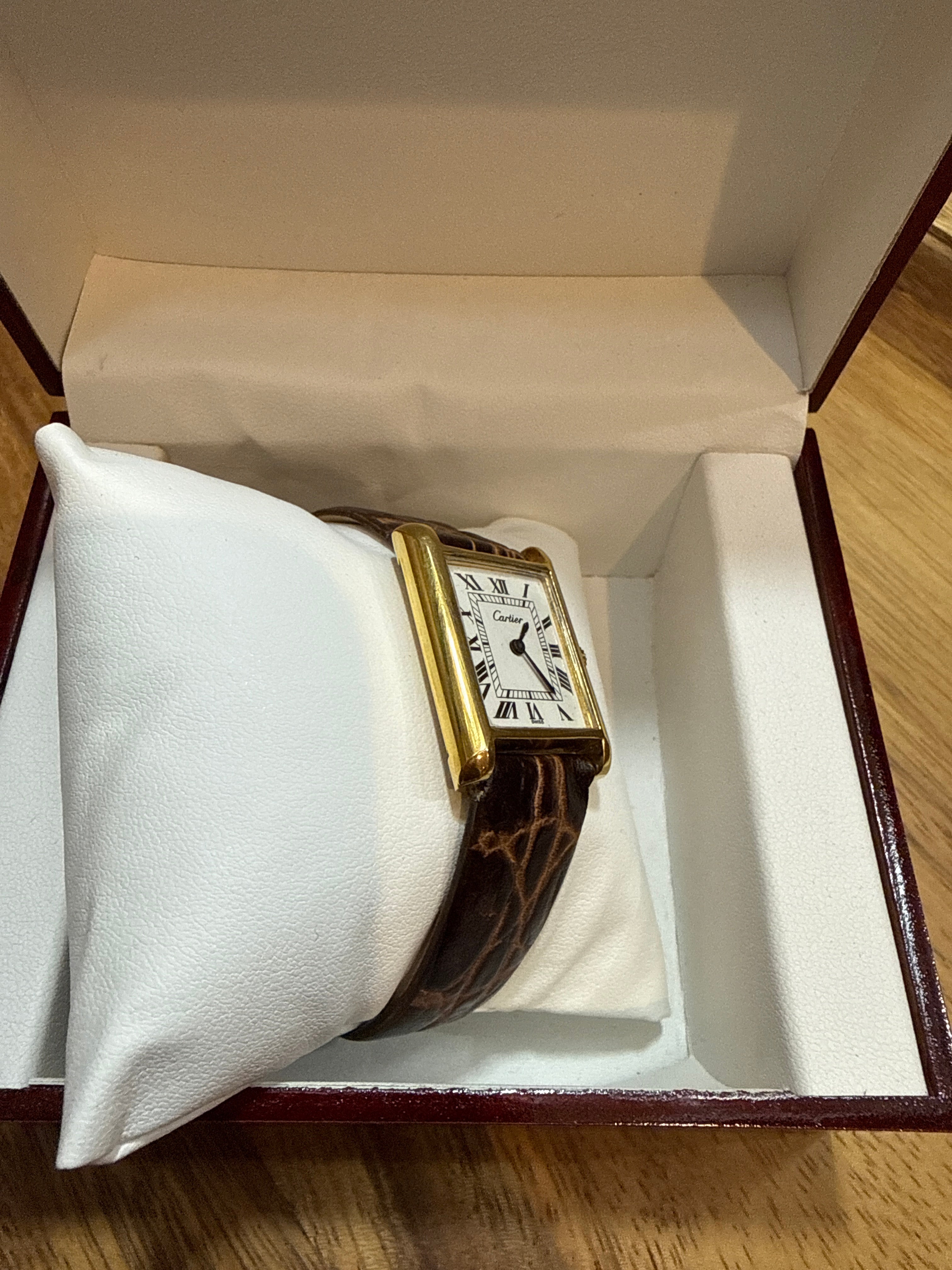 Vintage 1975 Cartier Tank Pre-Must 23mm 18K Gold Plated Hand Wind