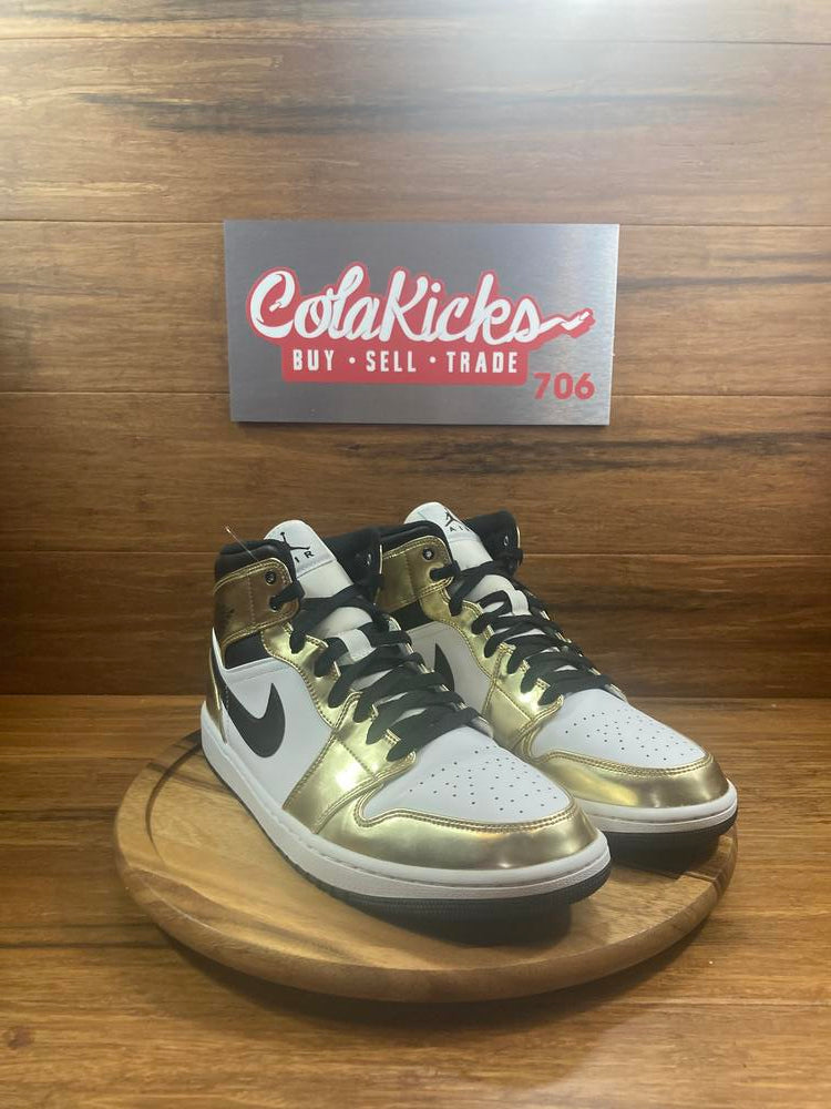 Jordan 1 Mid Metallic Gold Black White