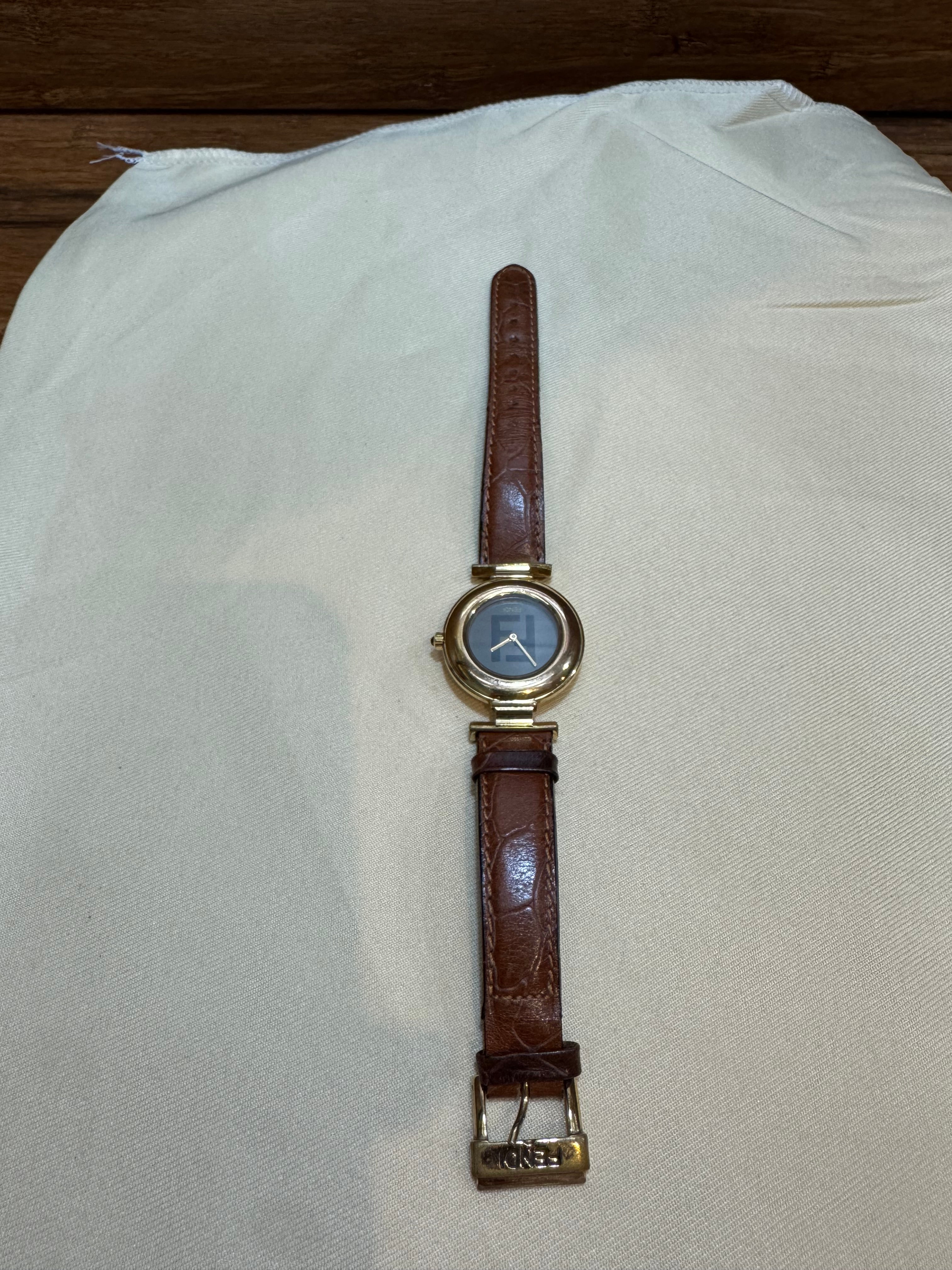 Fendi 3200 FF Dial Brown Leather Strap