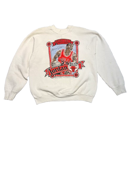 Chicago Bulls Michael Jordan Tongue Crewneck White