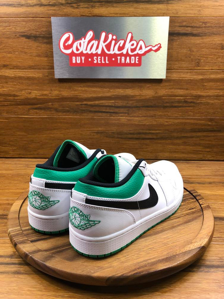 Jordan 1 Low White Lucky Green Tumbled Leather (GS)