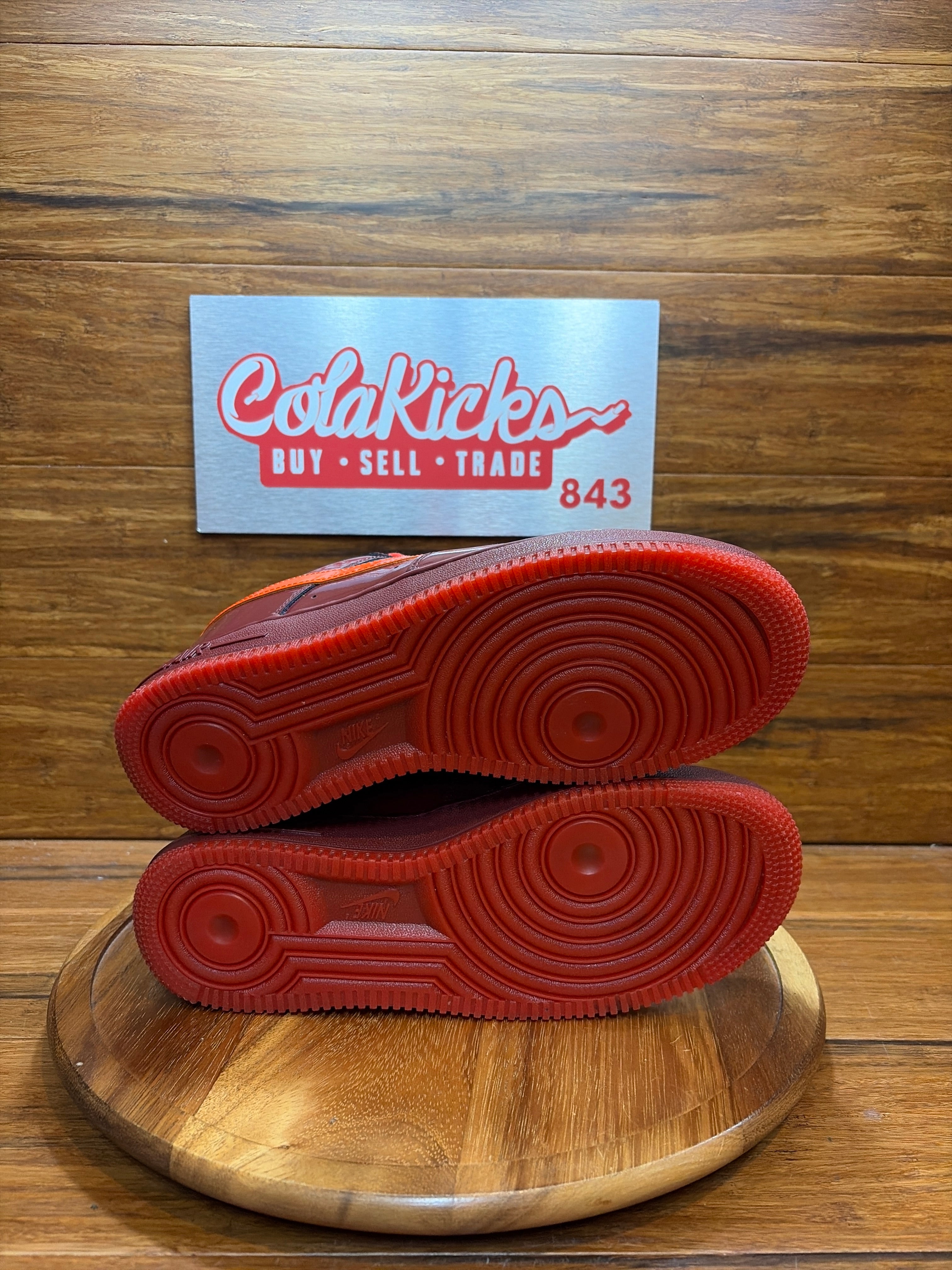 Nike Air Force 1 Low Patent Leather Dark Team Red Safety Orange