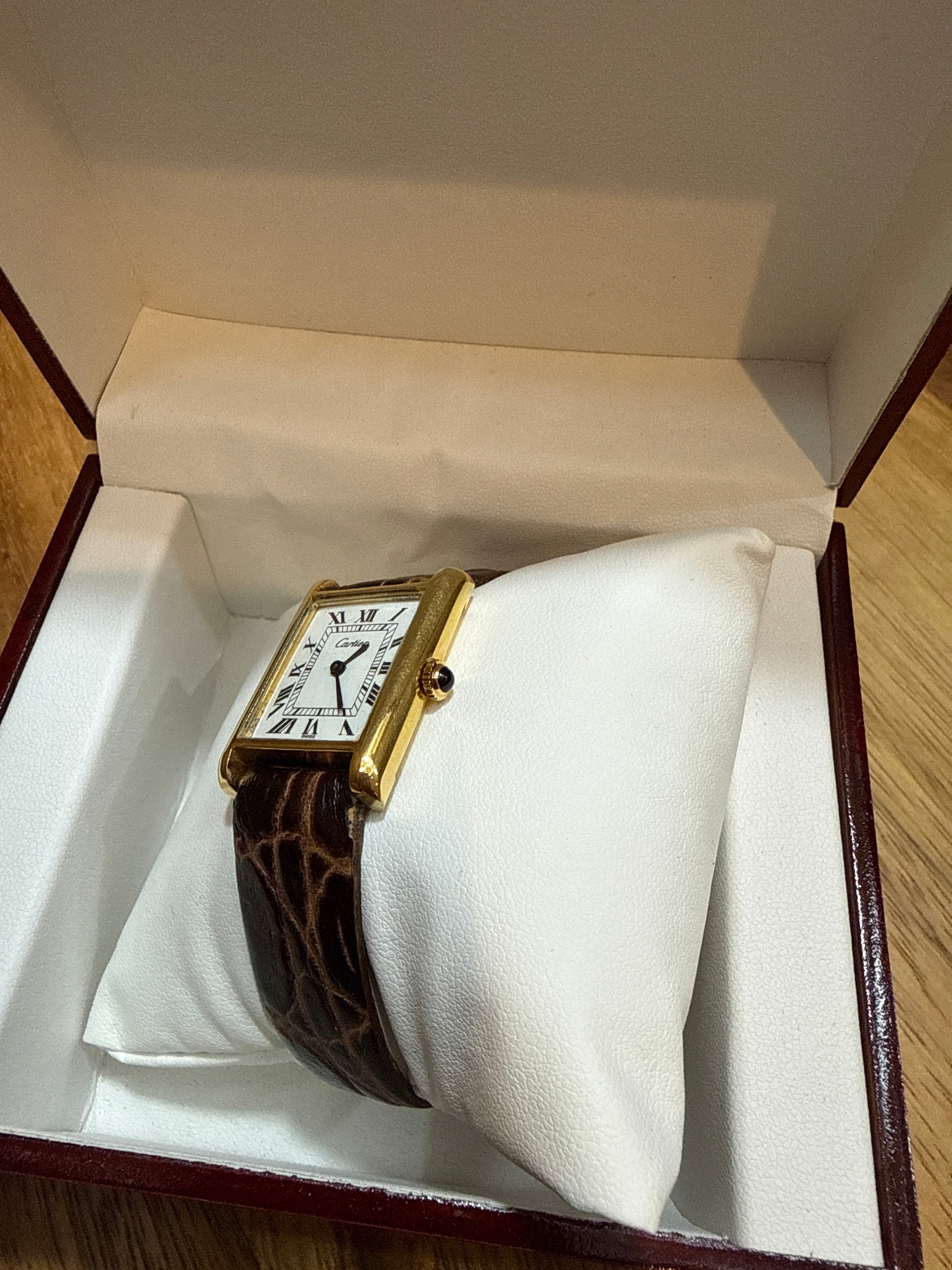 Vintage 1975 Cartier Tank Pre-Must 23mm 18K Gold Plated Hand Wind