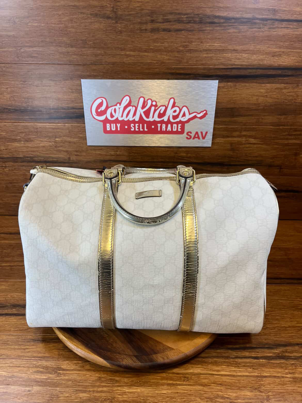 Gucci GG White Boston Bag