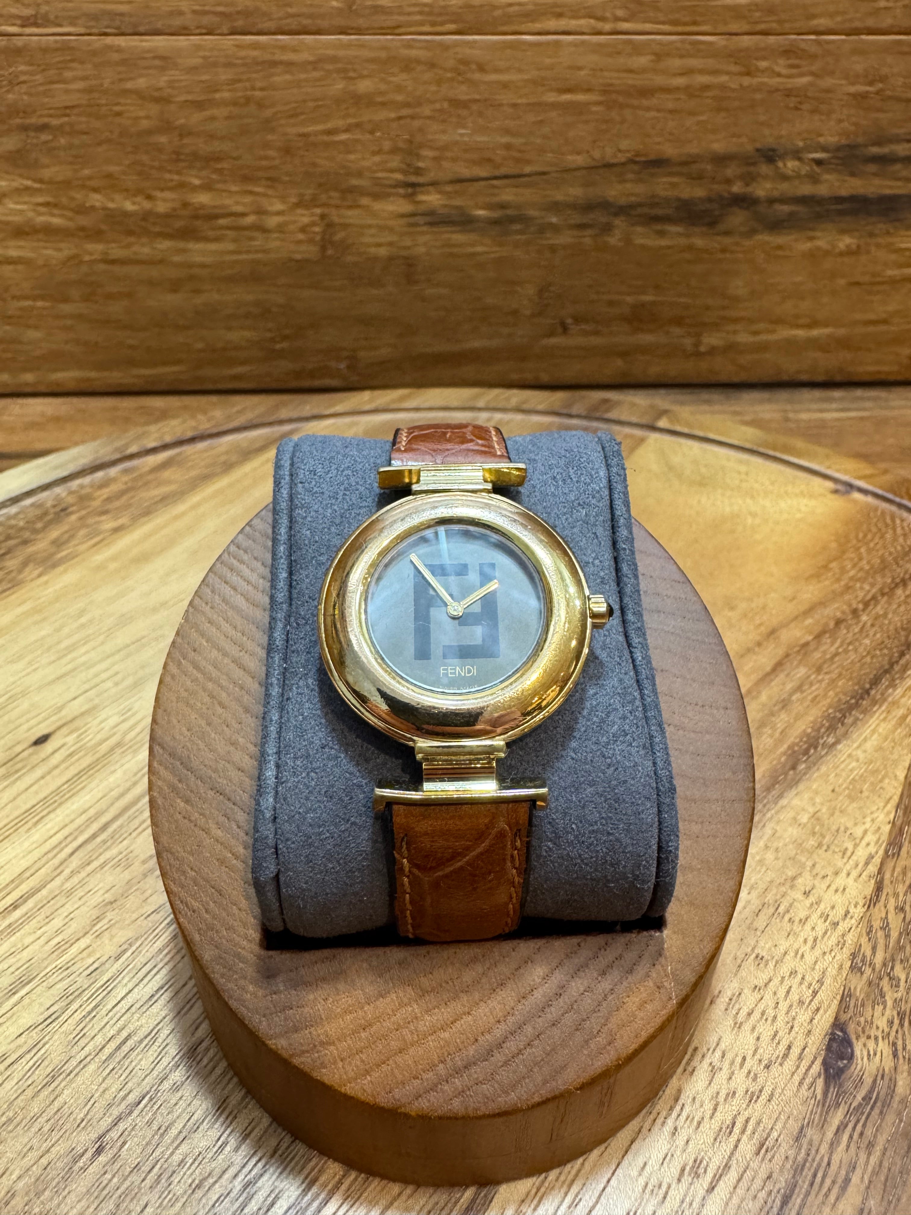 Fendi 3200 FF Dial Brown Leather Strap