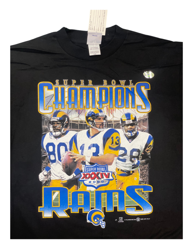 Rams Champions Warner, Faulk, and Bruce Tee Black