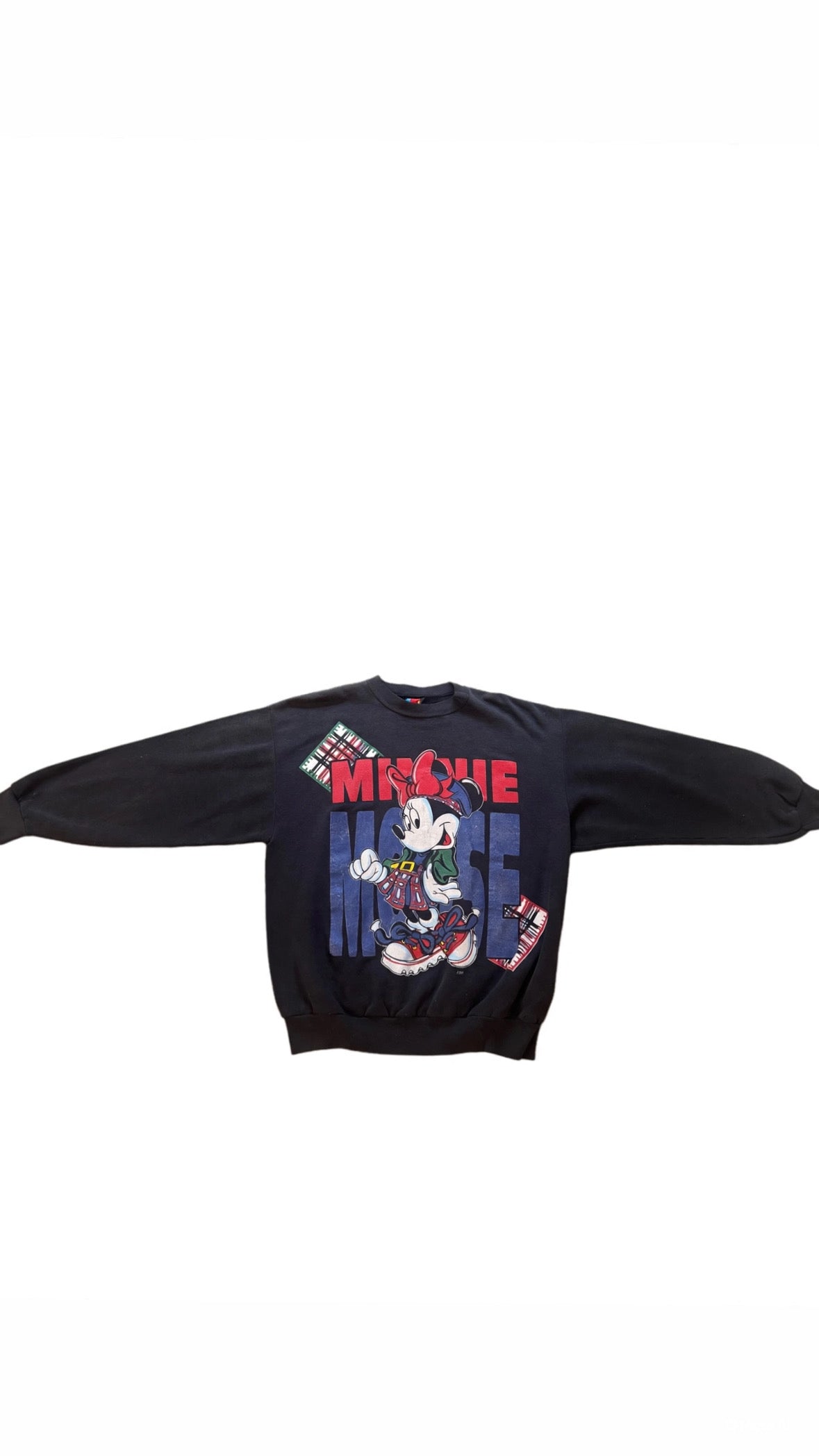 Disney Minnie Mouse Big Text Crewneck Black