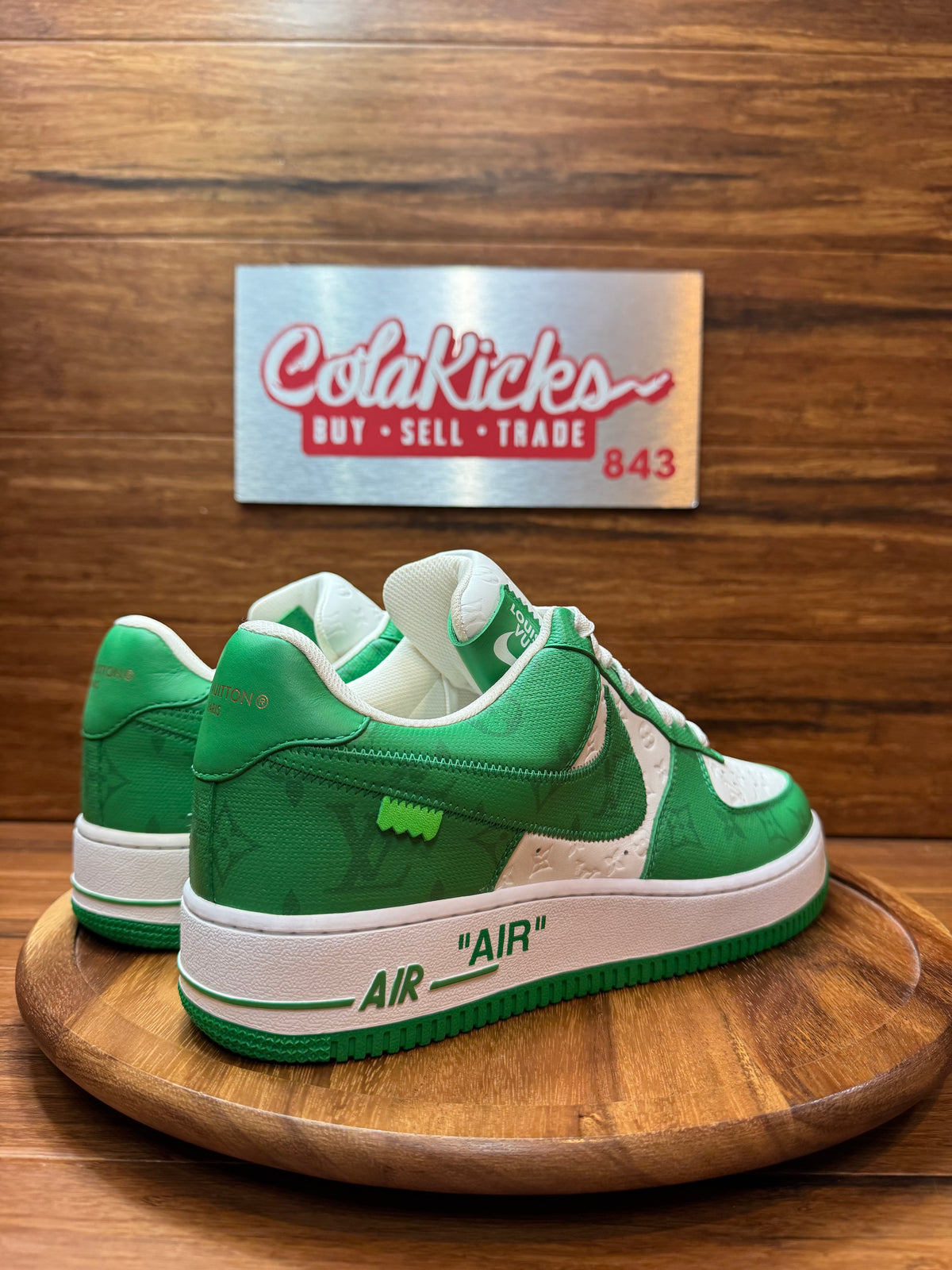 Louis Vuitton Nike Air Force 1 Low By Virgil Abloh White Green (Tried On)