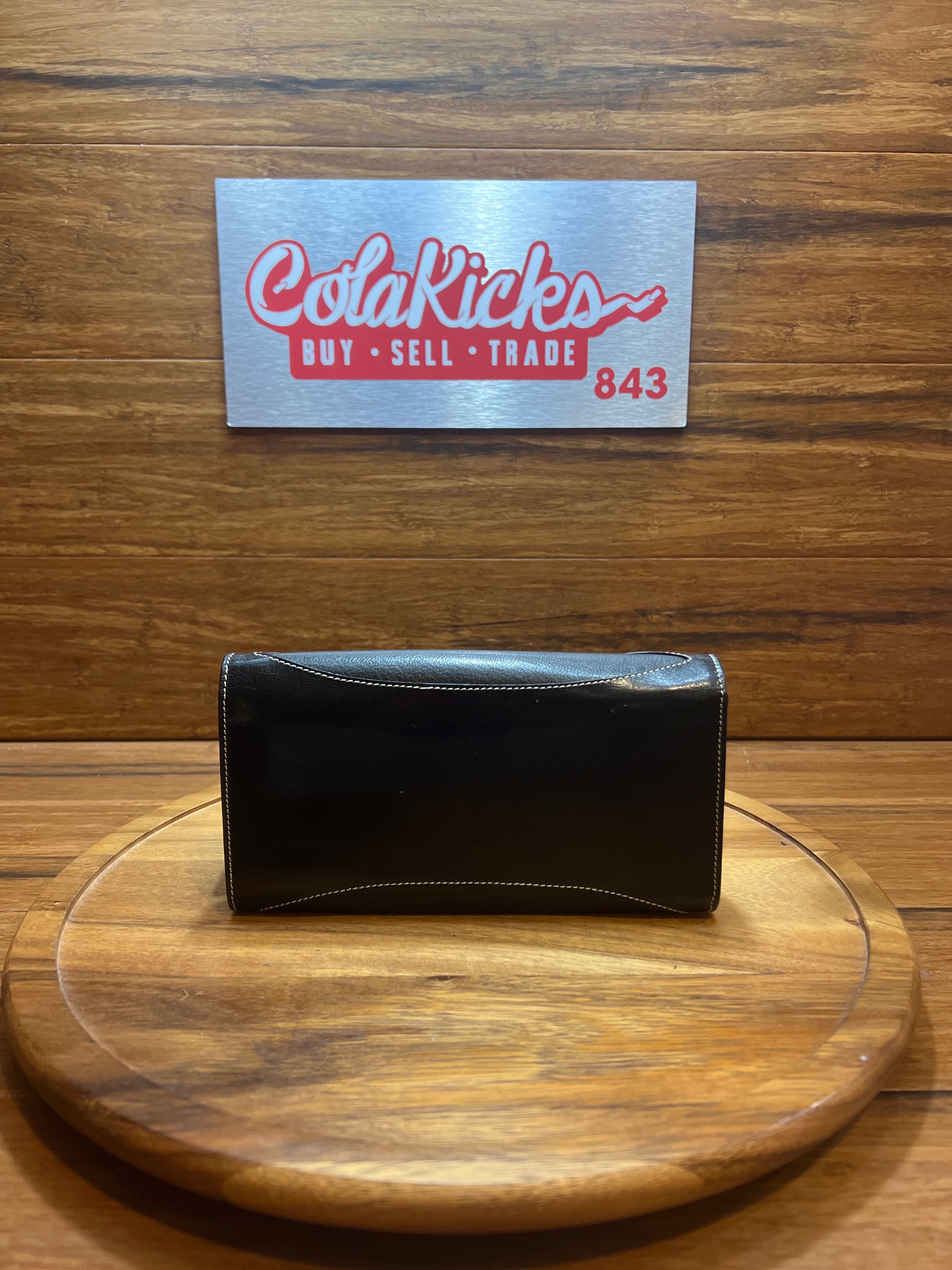 Celine Black Leather Long Snap Wallet