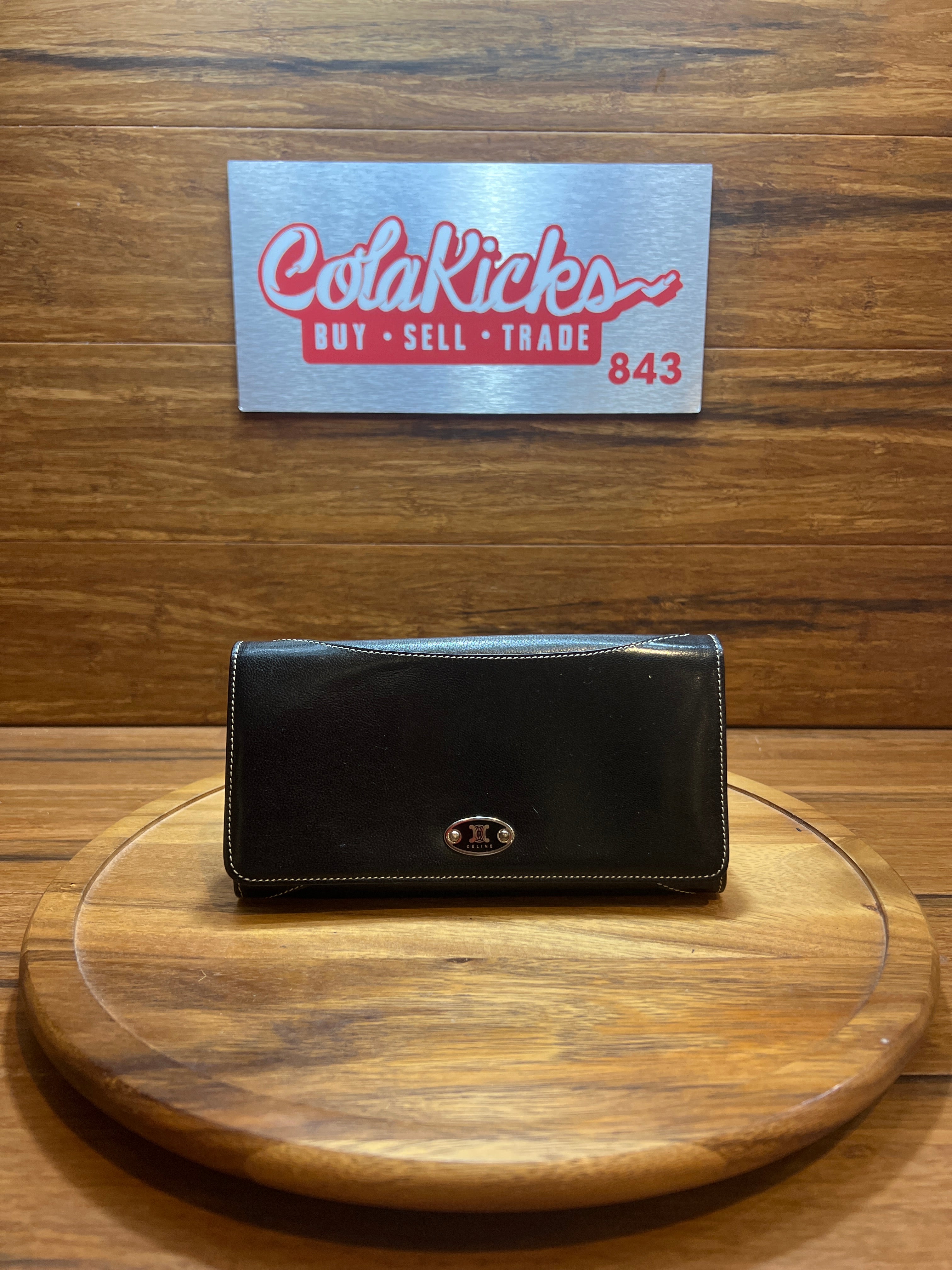 Celine Black Leather Long Snap Wallet