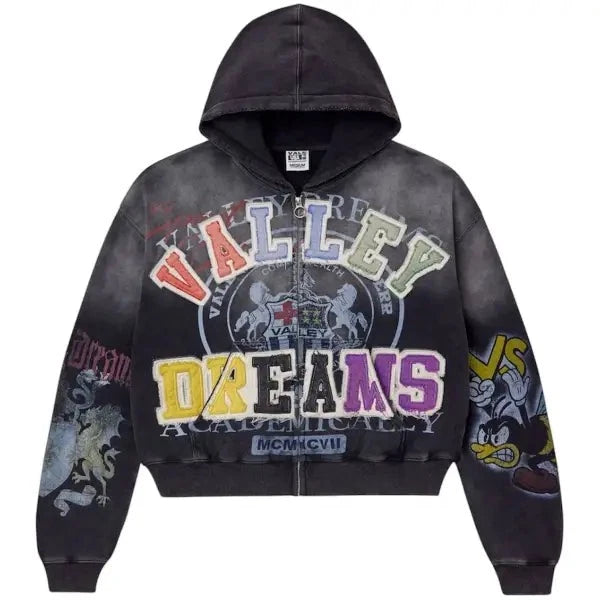 Vale Forever Blasted Zip Up Hoodie Black