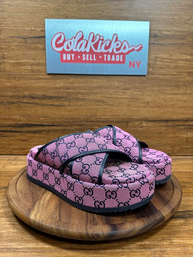 Gucci GG Supreme Pink/Black Platform Sandal (EU-38)