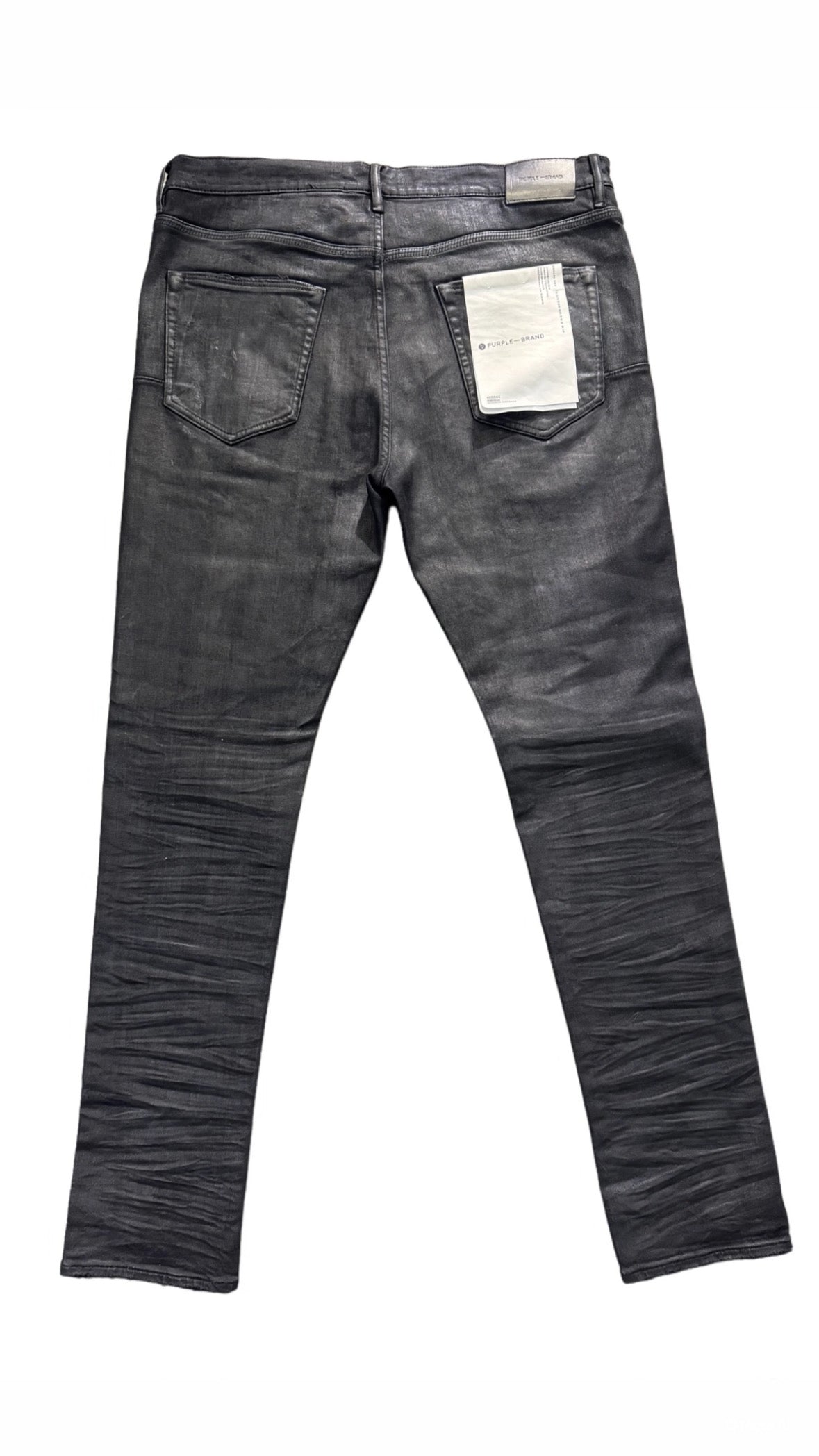 PURPLE Brand Black Waxed Jeans P001