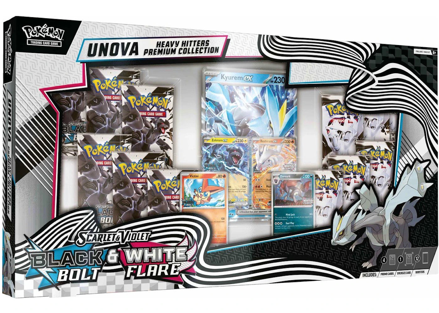 Pokemon Black Bolt & White Flare Unova Heavy Hitters Premium Collection (Costco Exclusive) 2025 Pokémon Scarlet & Violet Wax Set