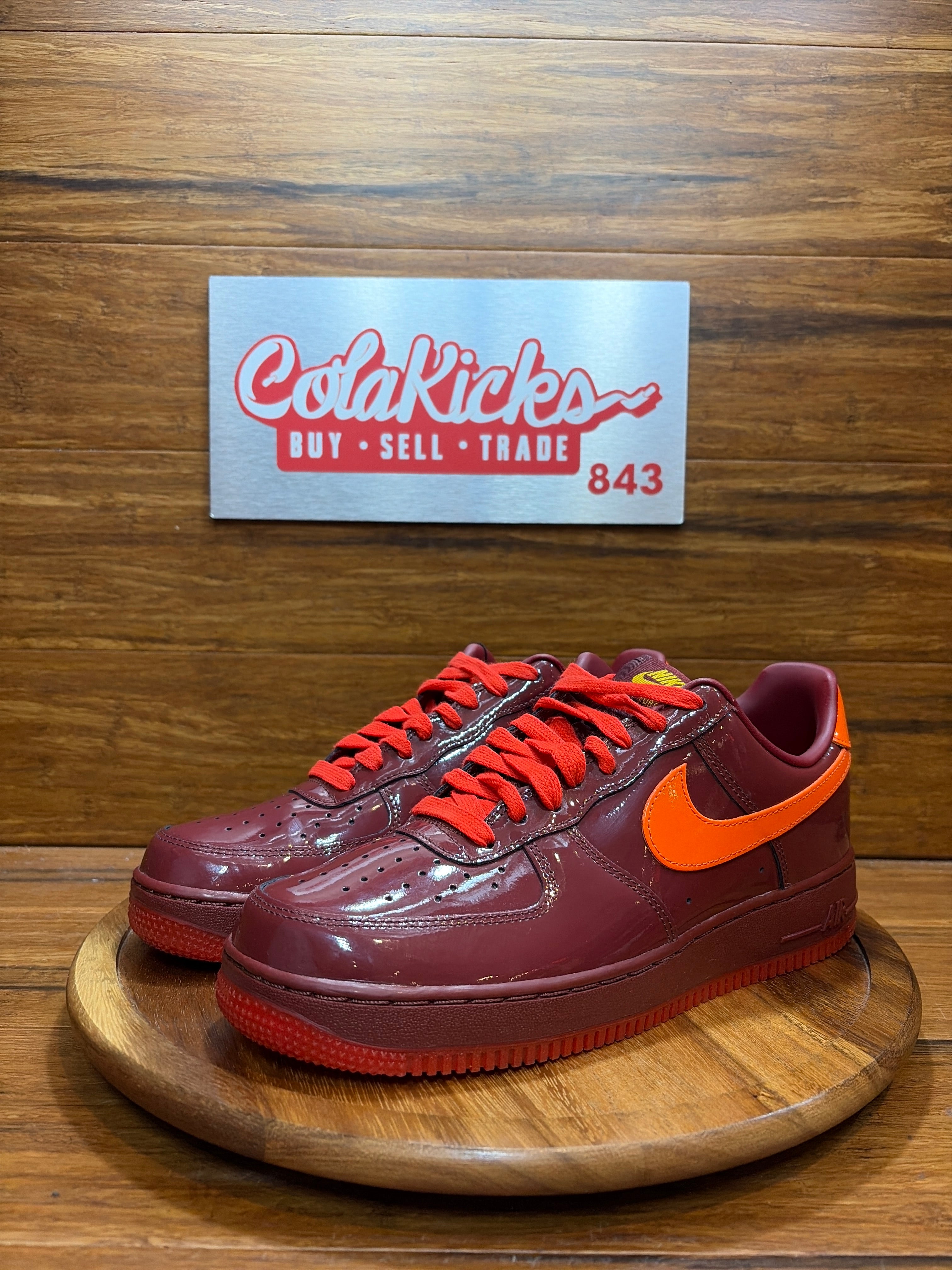 Nike Air Force 1 Low Patent Leather Dark Team Red Safety Orange