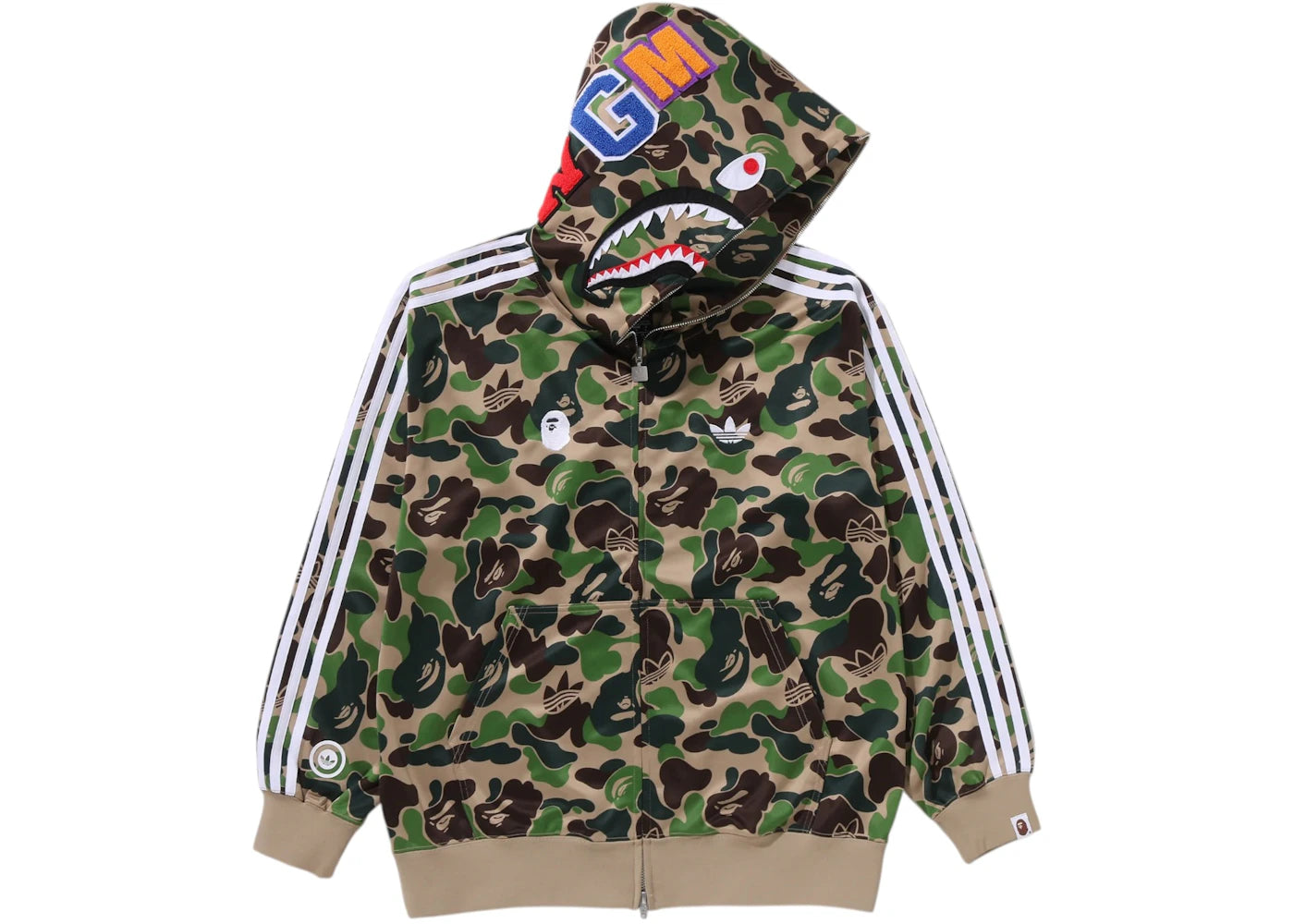 adidas x BAPE Relaxed Fit Track Camo Shark Full Zip Hoodie Green