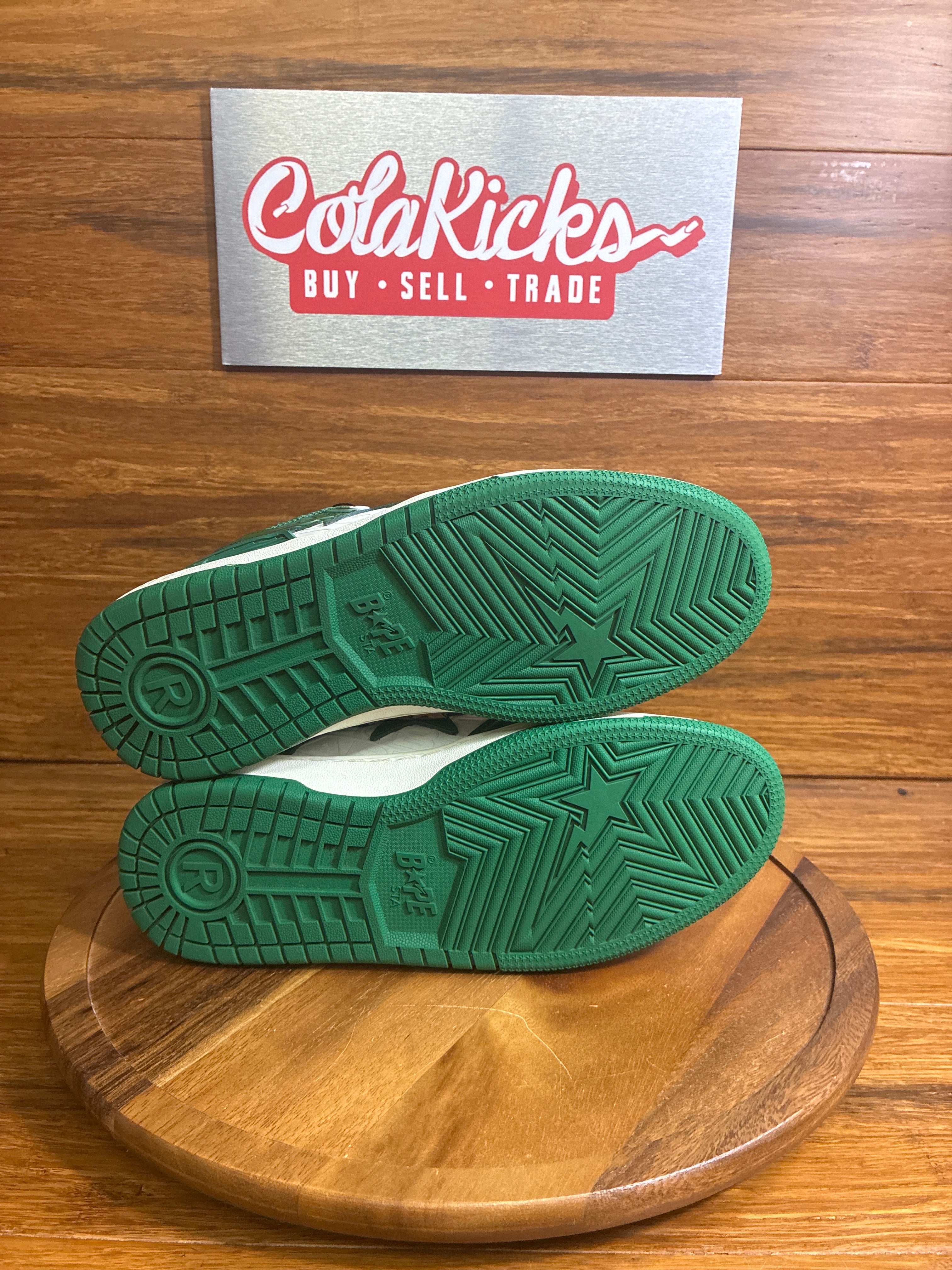 A Bathing Ape Bape SK8 Sta Green White Patent