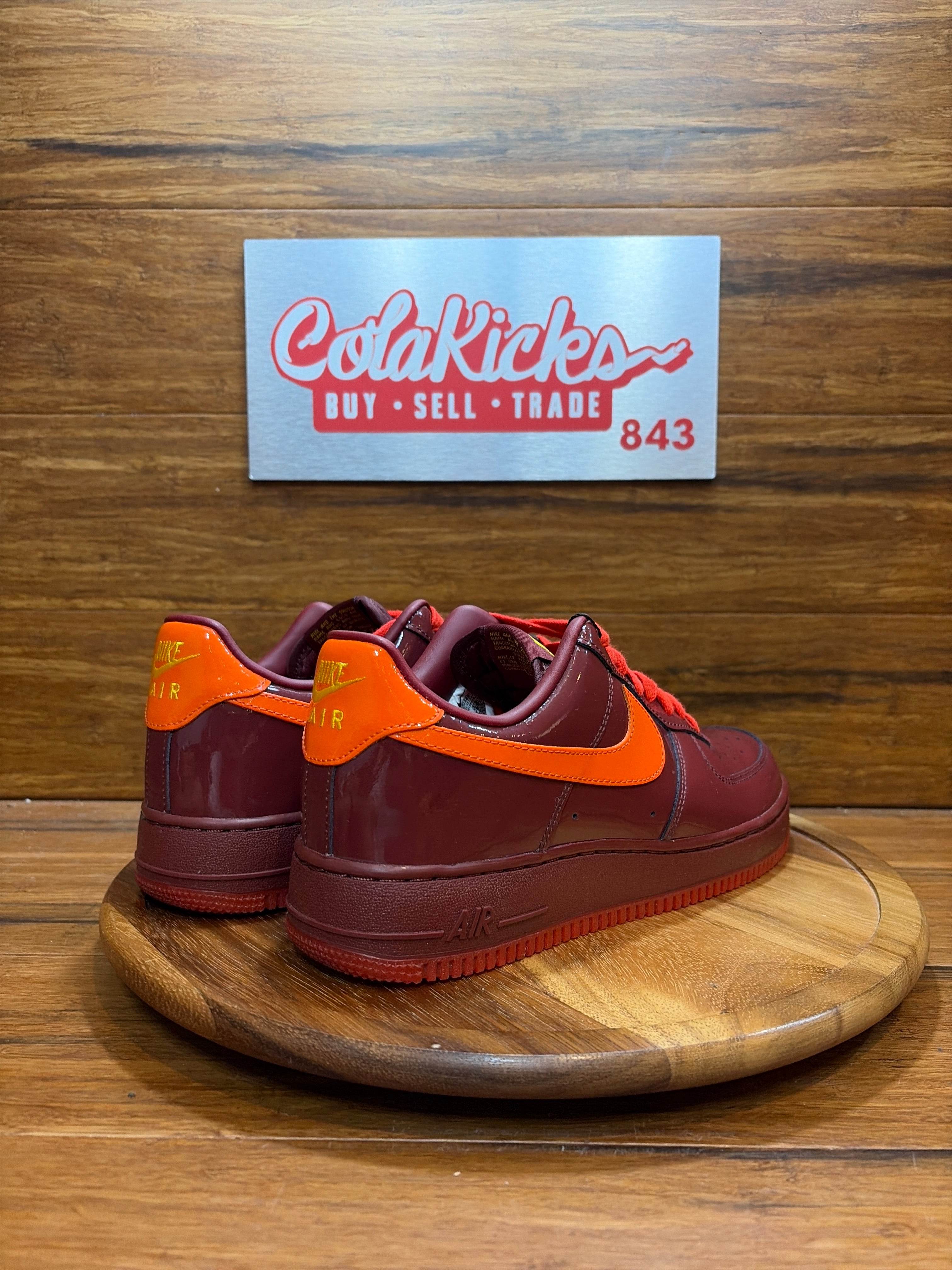 Nike Air Force 1 Low Patent Leather Dark Team Red Safety Orange