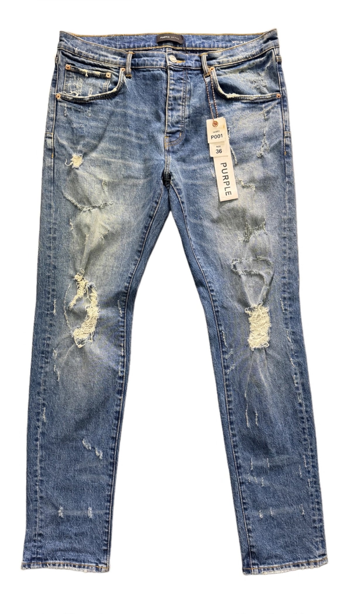 Purple Brand indigo Ripped Knee Jeans P001
