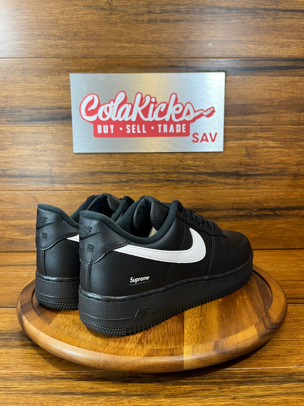 Nike Air Force 1 Low Supreme Black White (no extra laces)