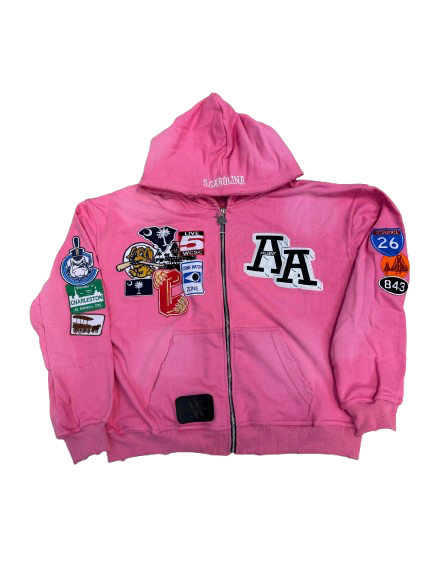 AFFLUENT APPAREL Pink Charleston Patchwork Hoodie