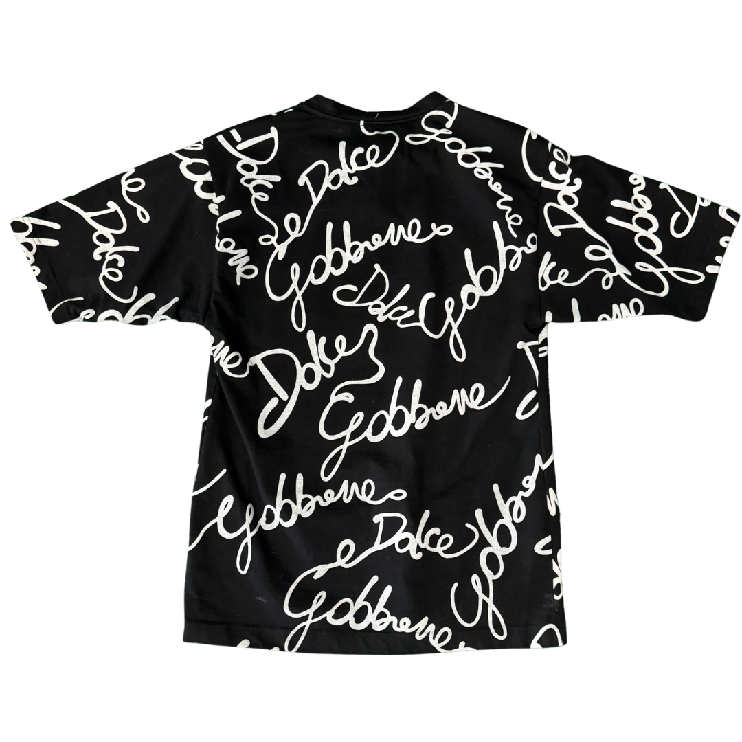 Dolce & Gabbana Black and White Script Tee