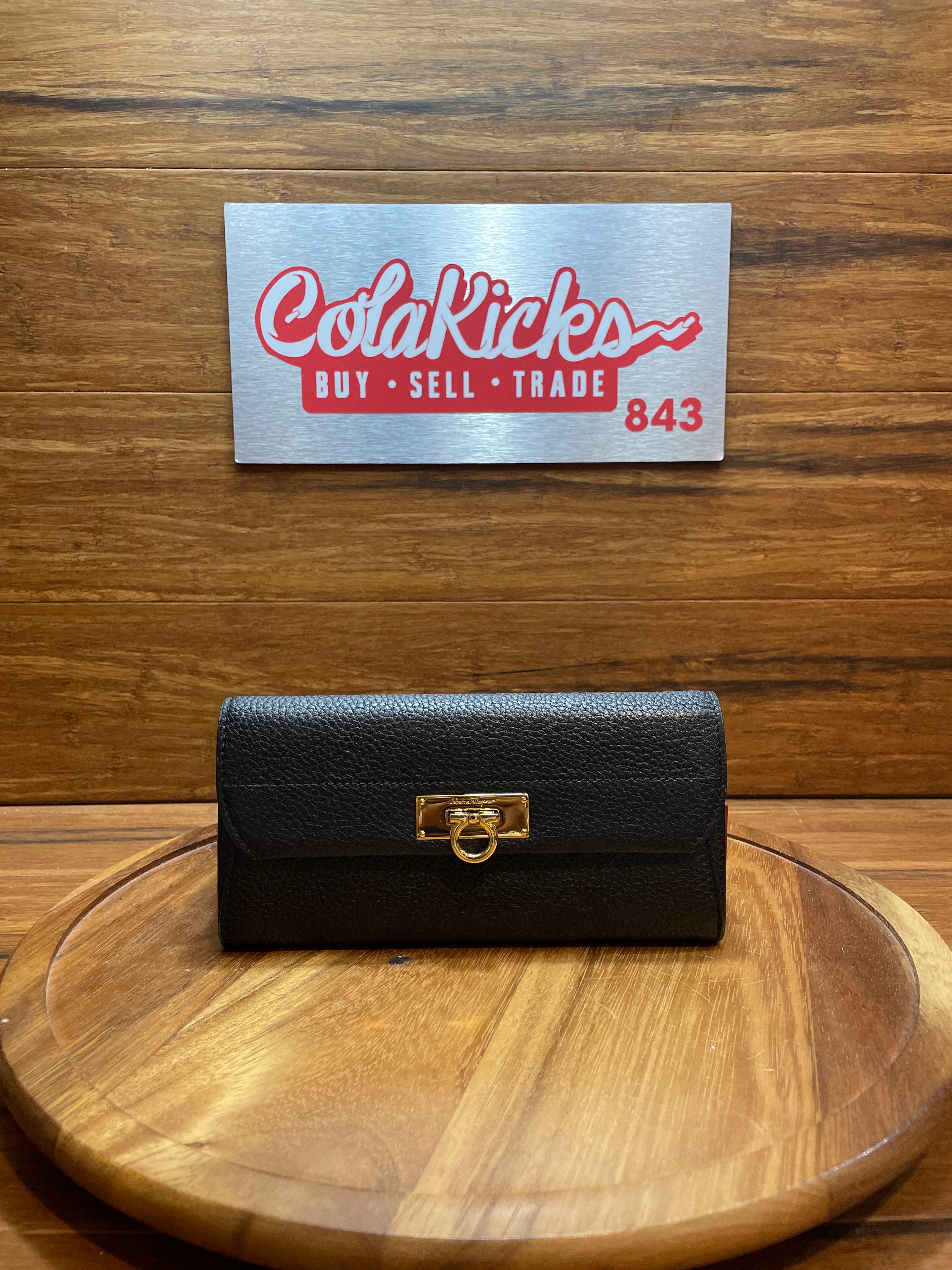 Ferragamo Black Calfskin Continenal Wallet