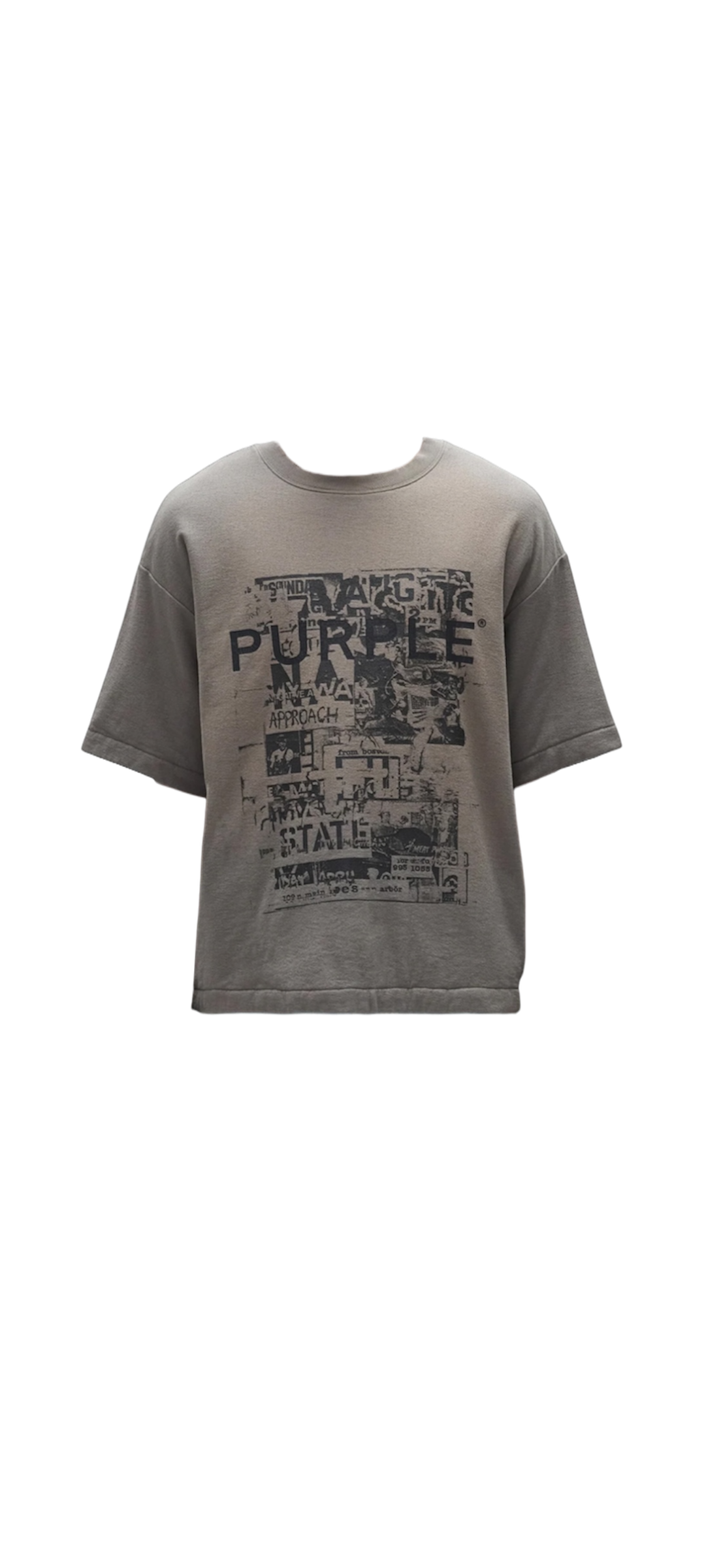 Purple Textured Jersey Padded Tee - Grey