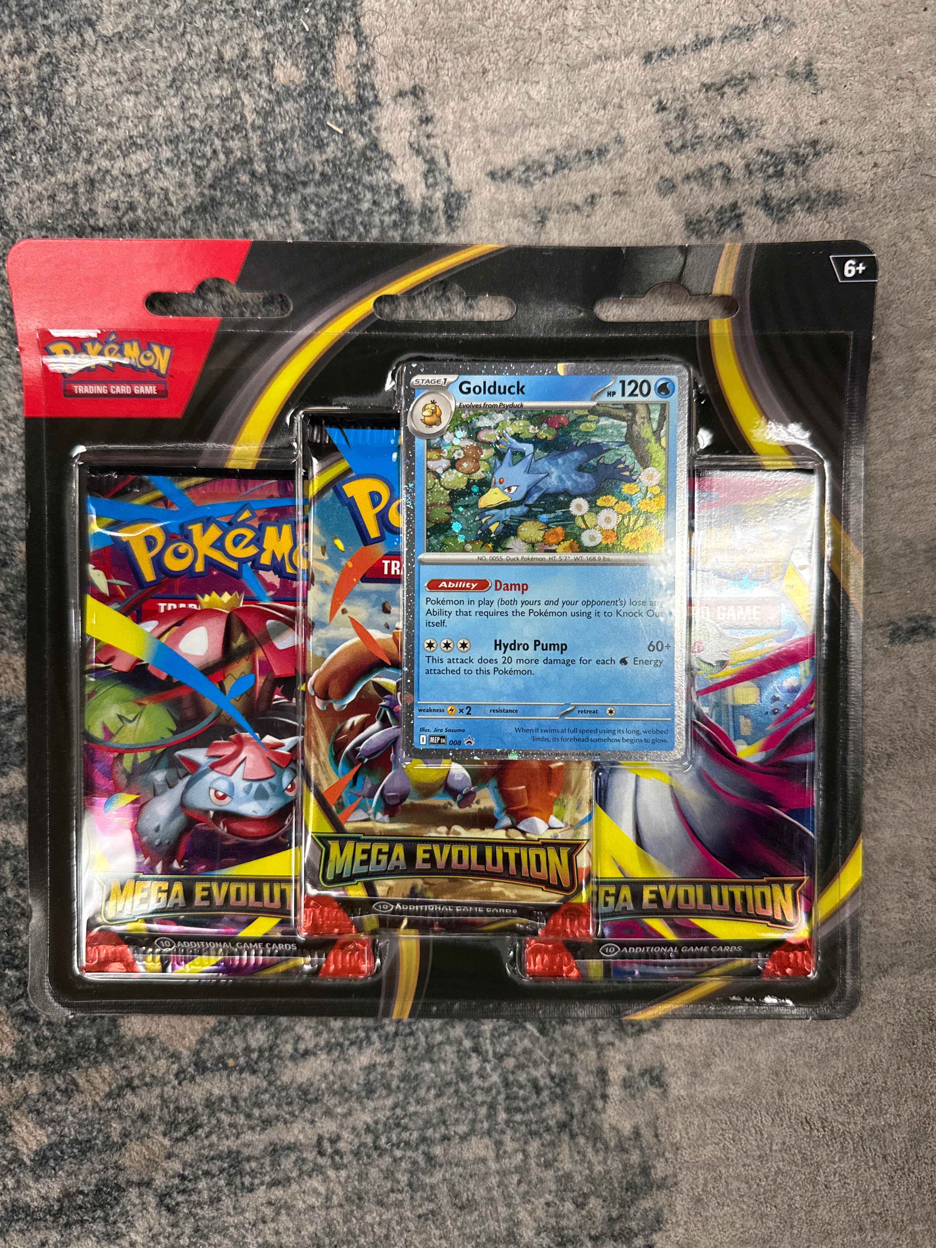 Pokémon Mega Evolution Three Blister Pack (3 Pack) Golduck Promo Wax Set